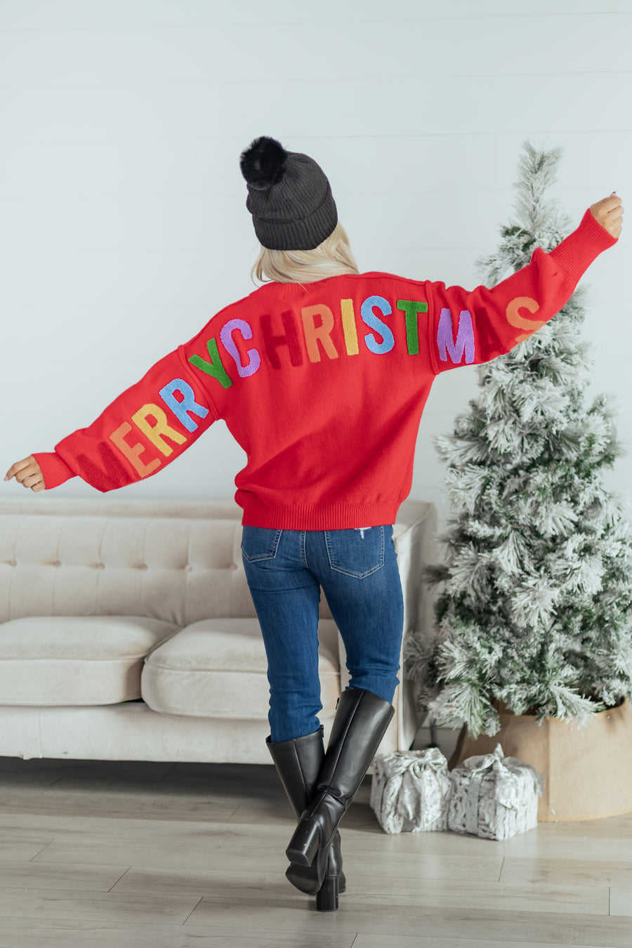 PRE-ORDER Mello Ruby HO HO HO Multicolor Graphic Knit Sweater SHIP ETA 12/5