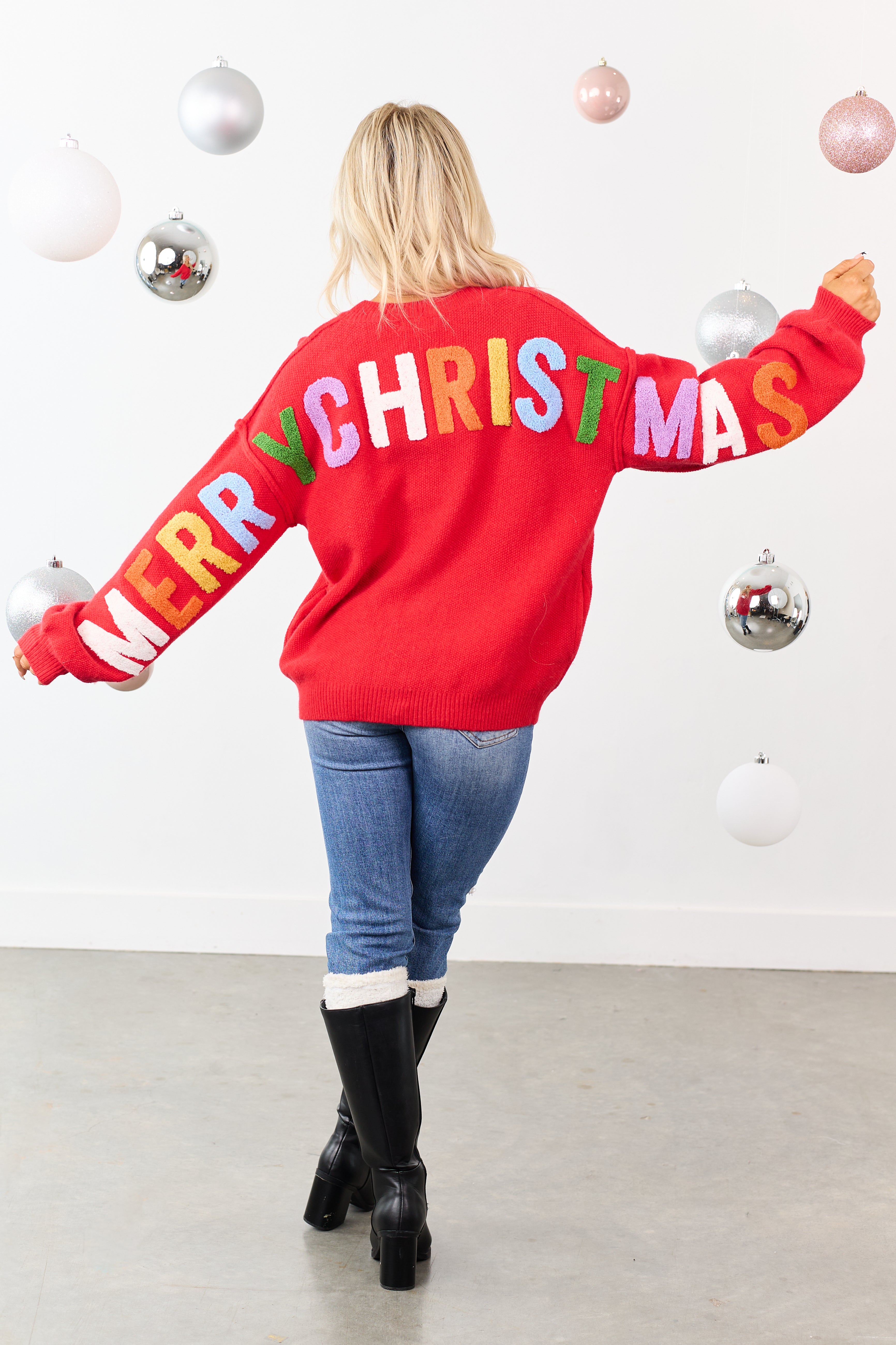Mello Ruby 'Ho Ho Ho' Lettering Sweater Cardigan