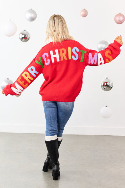 Mello Ruby 'Ho Ho Ho' Lettering Sweater Cardigan