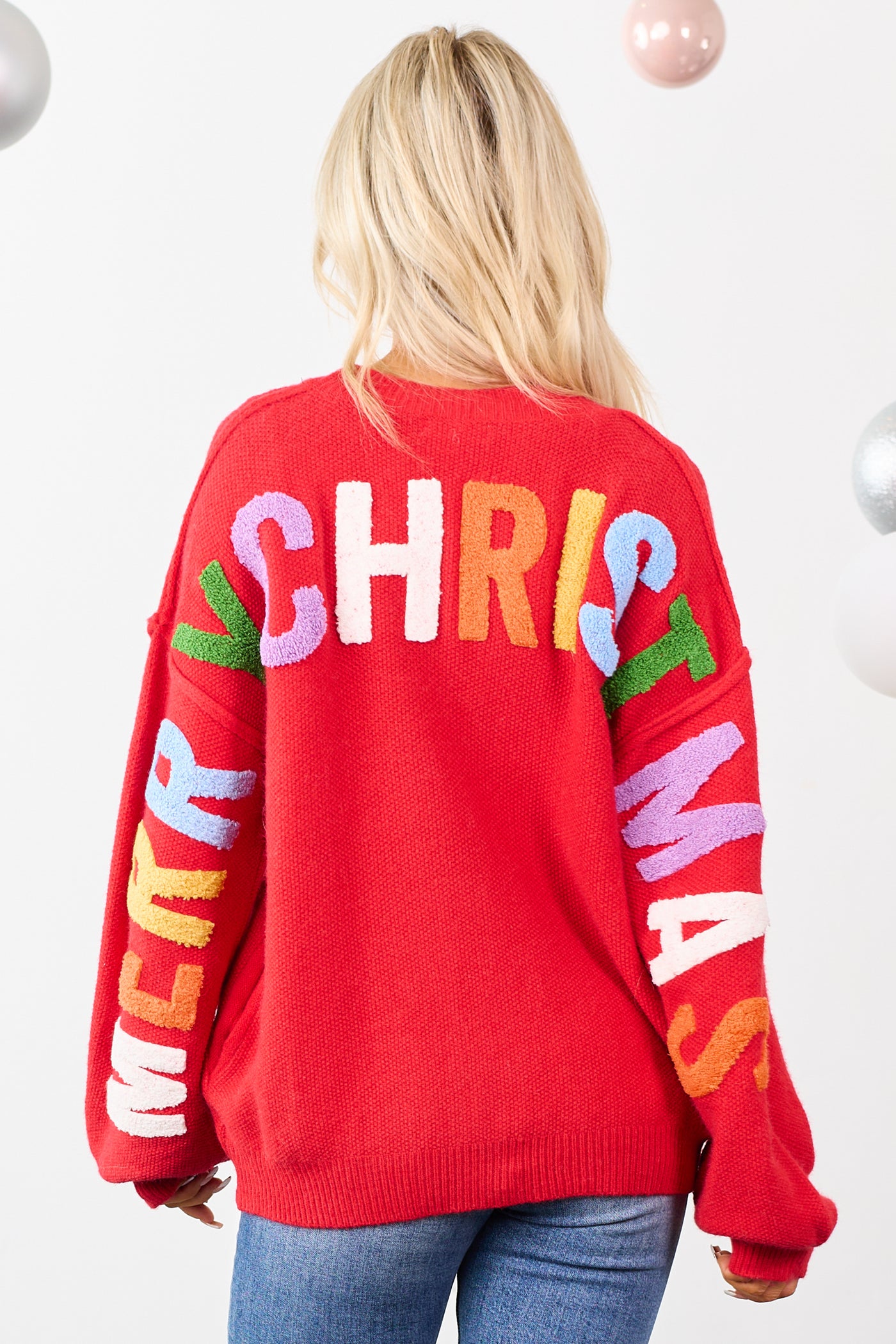 Mello Ruby 'Ho Ho Ho' Lettering Sweater Cardigan