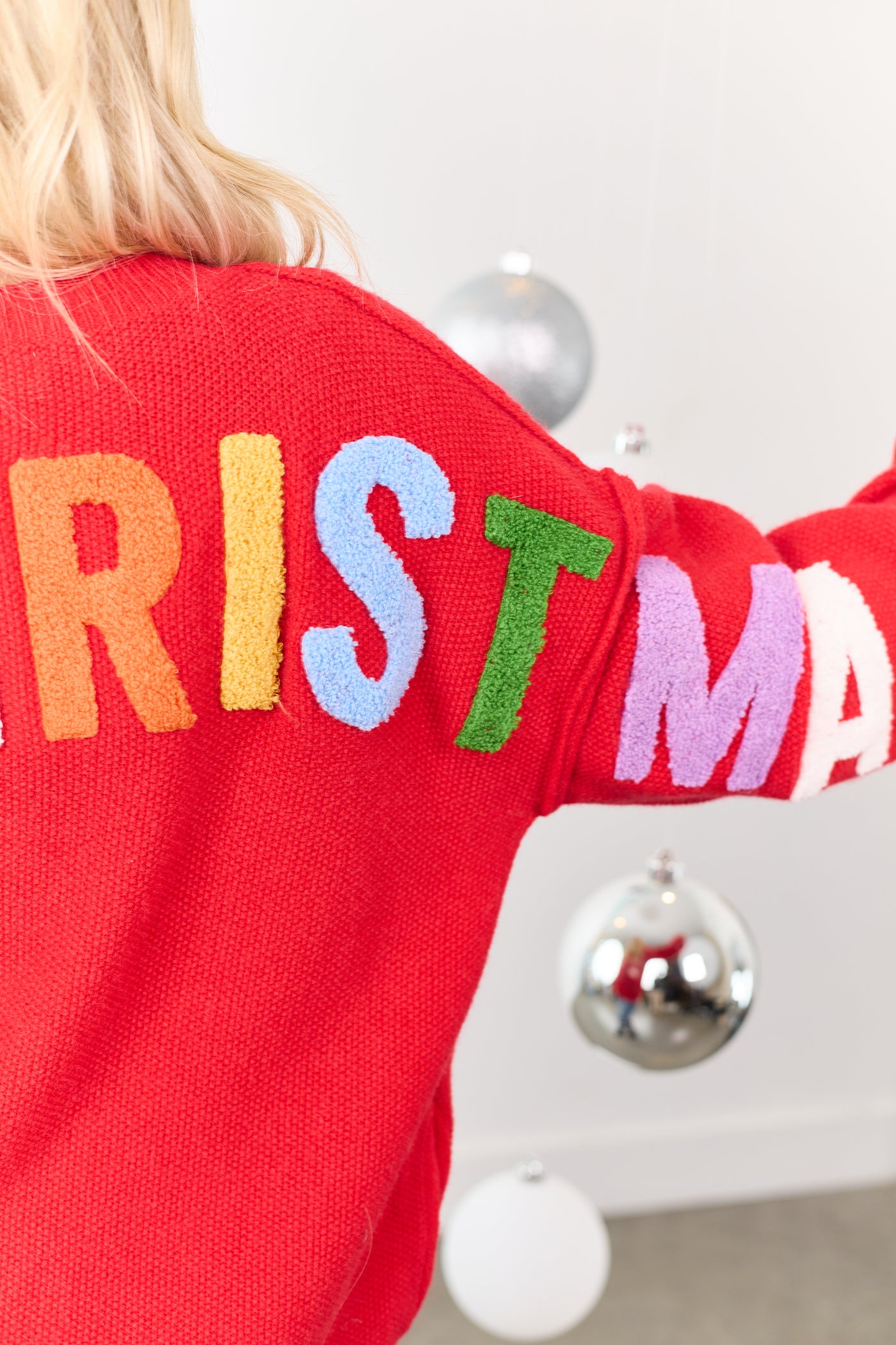 Mello Ruby 'Ho Ho Ho' Lettering Sweater Cardigan