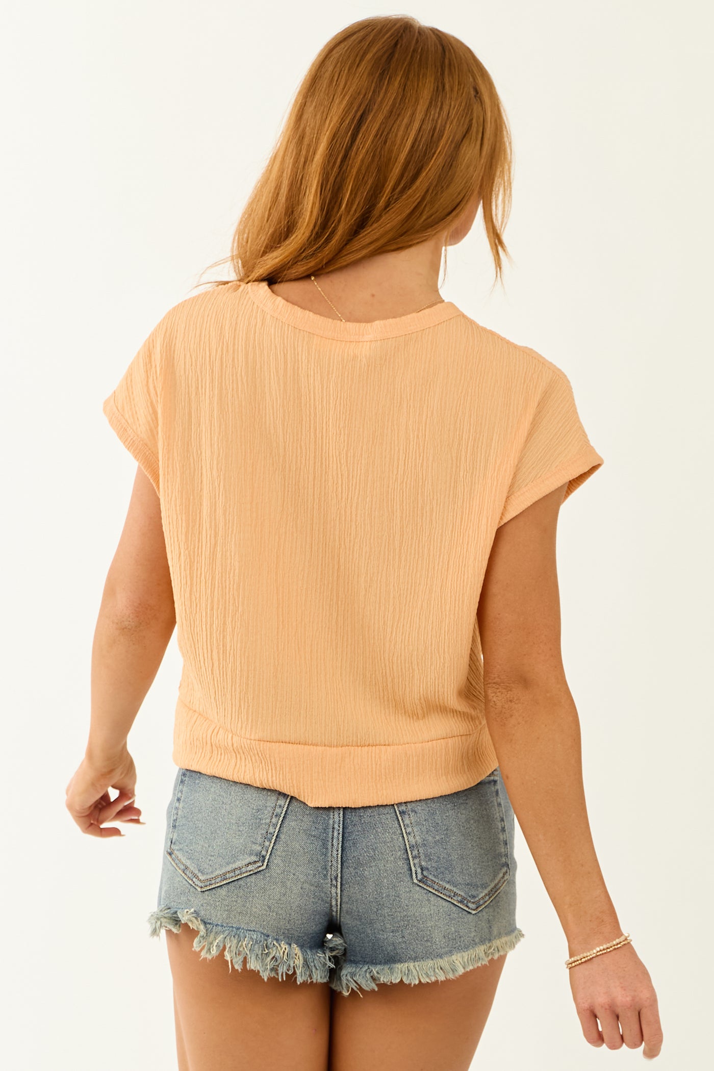 Melon Front Twist Detail Short Sleeve Top