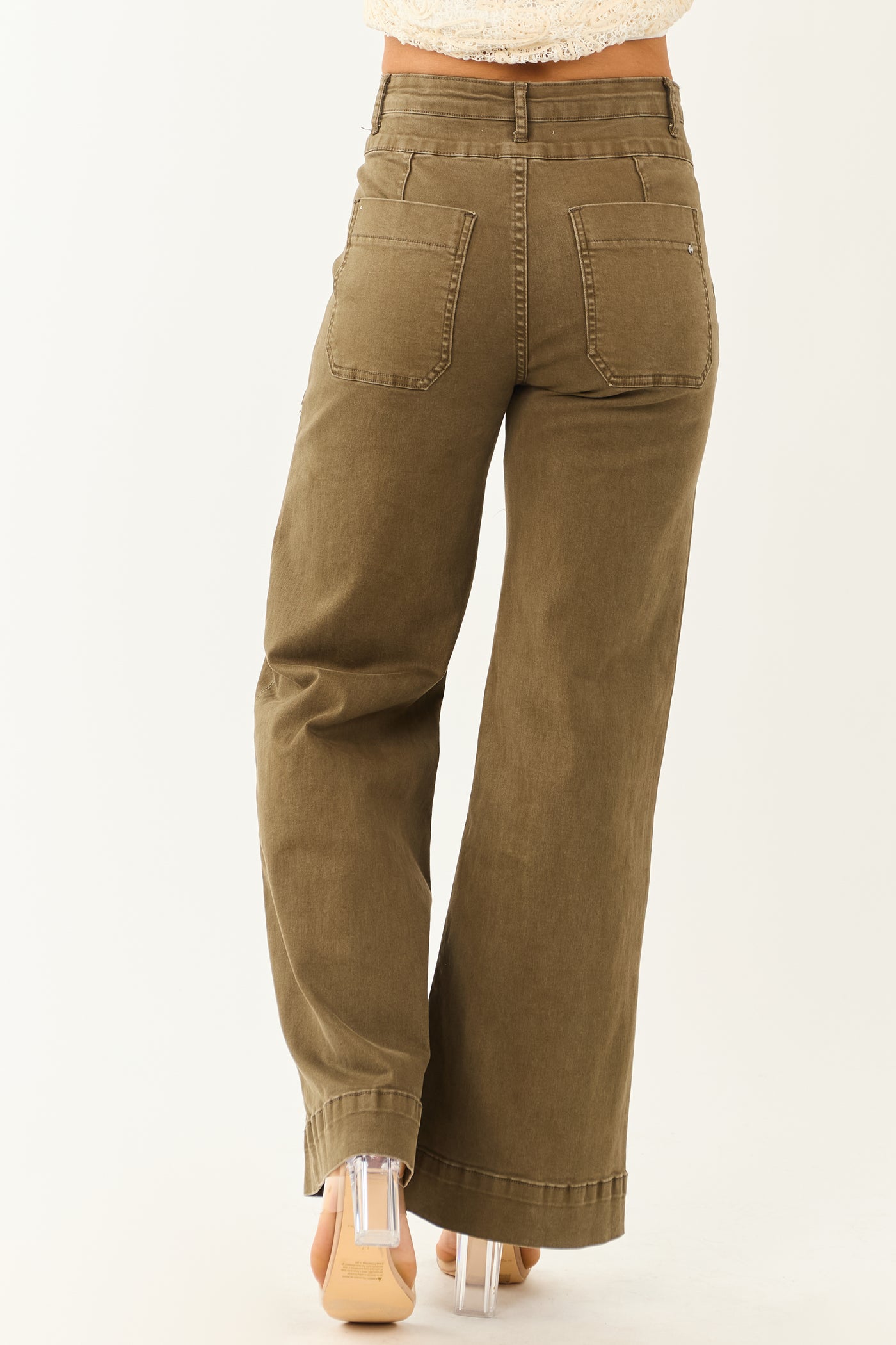 Mica Denim Army Green Wide Leg Stretchy Jeans