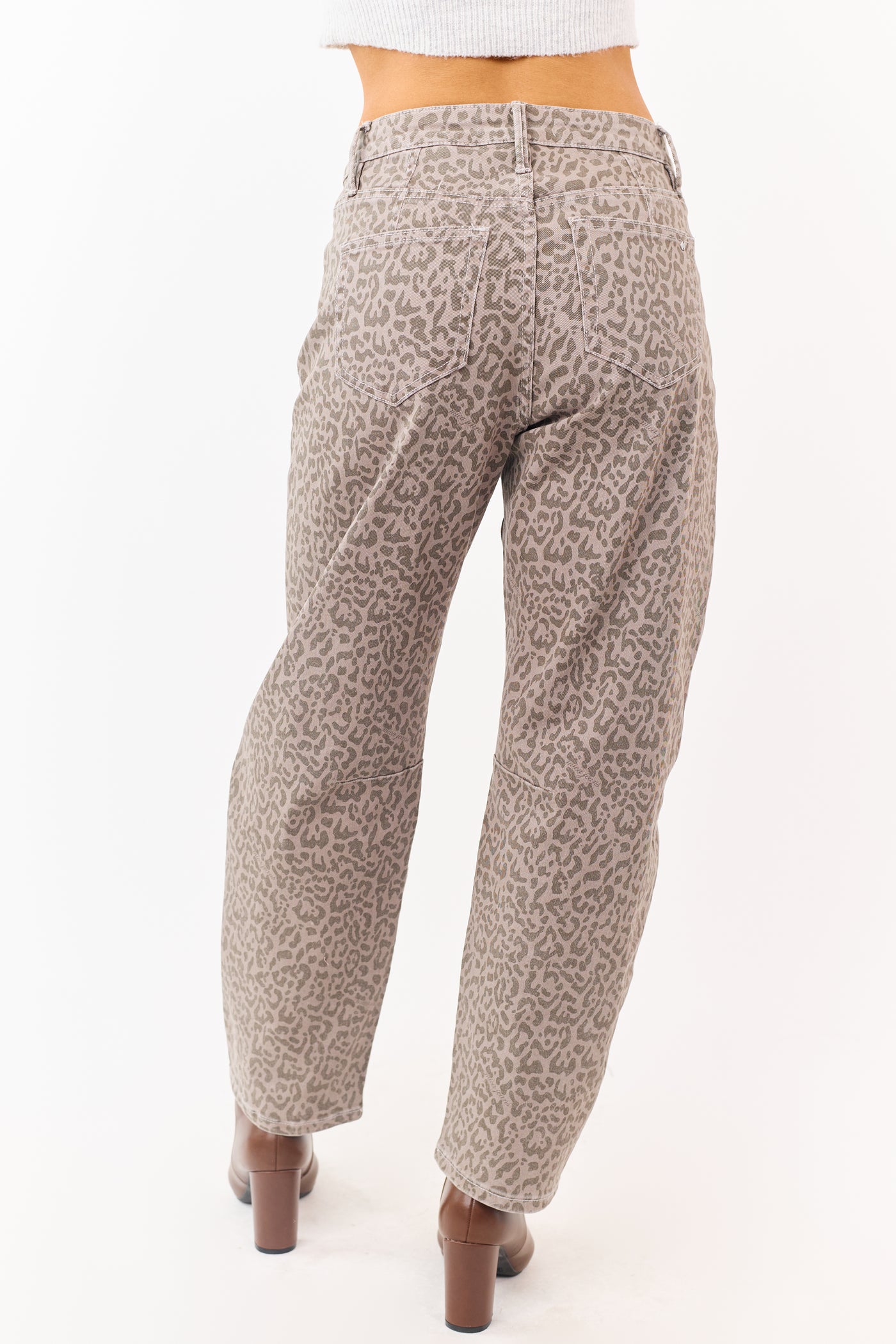 Mica Denim Ash Leopard Barrel Tummy Control Jeans