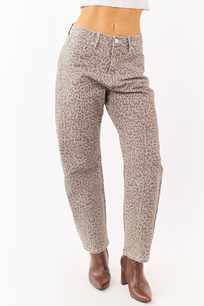 Mica Denim Ash Leopard Barrel Tummy Control Jeans