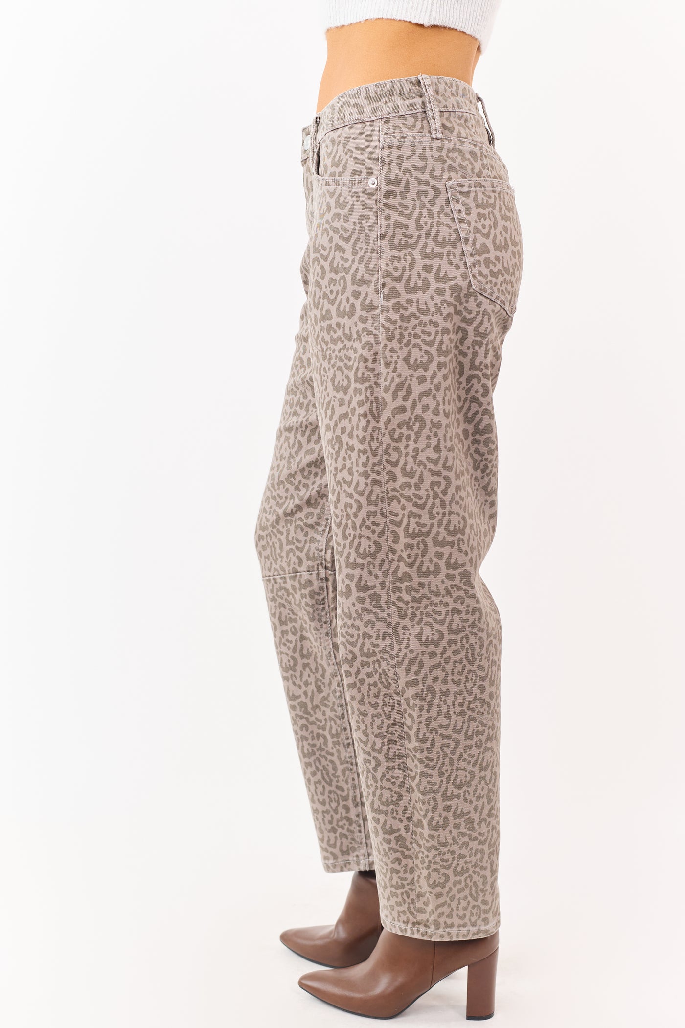 Mica Denim Ash Leopard Barrel Tummy Control Jeans