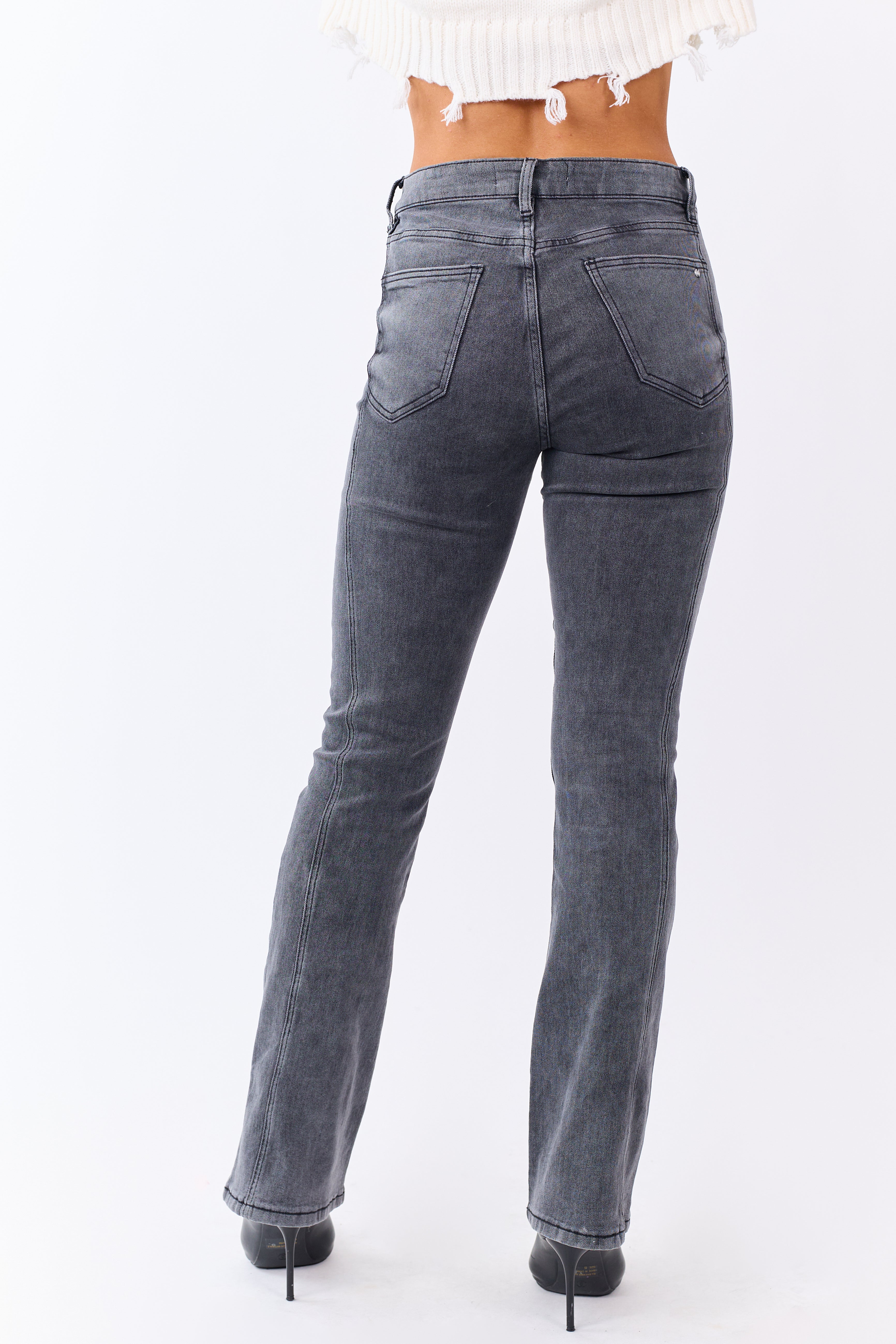Mica Denim Charcoal Tummy Control Strechy Bootcut Jeans