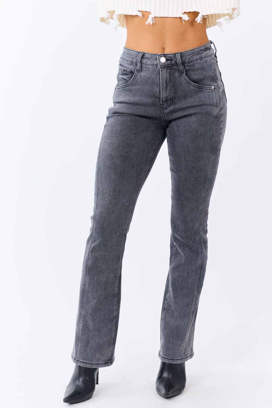 Mica Denim Charcoal Tummy Control Strechy Bootcut Jeans