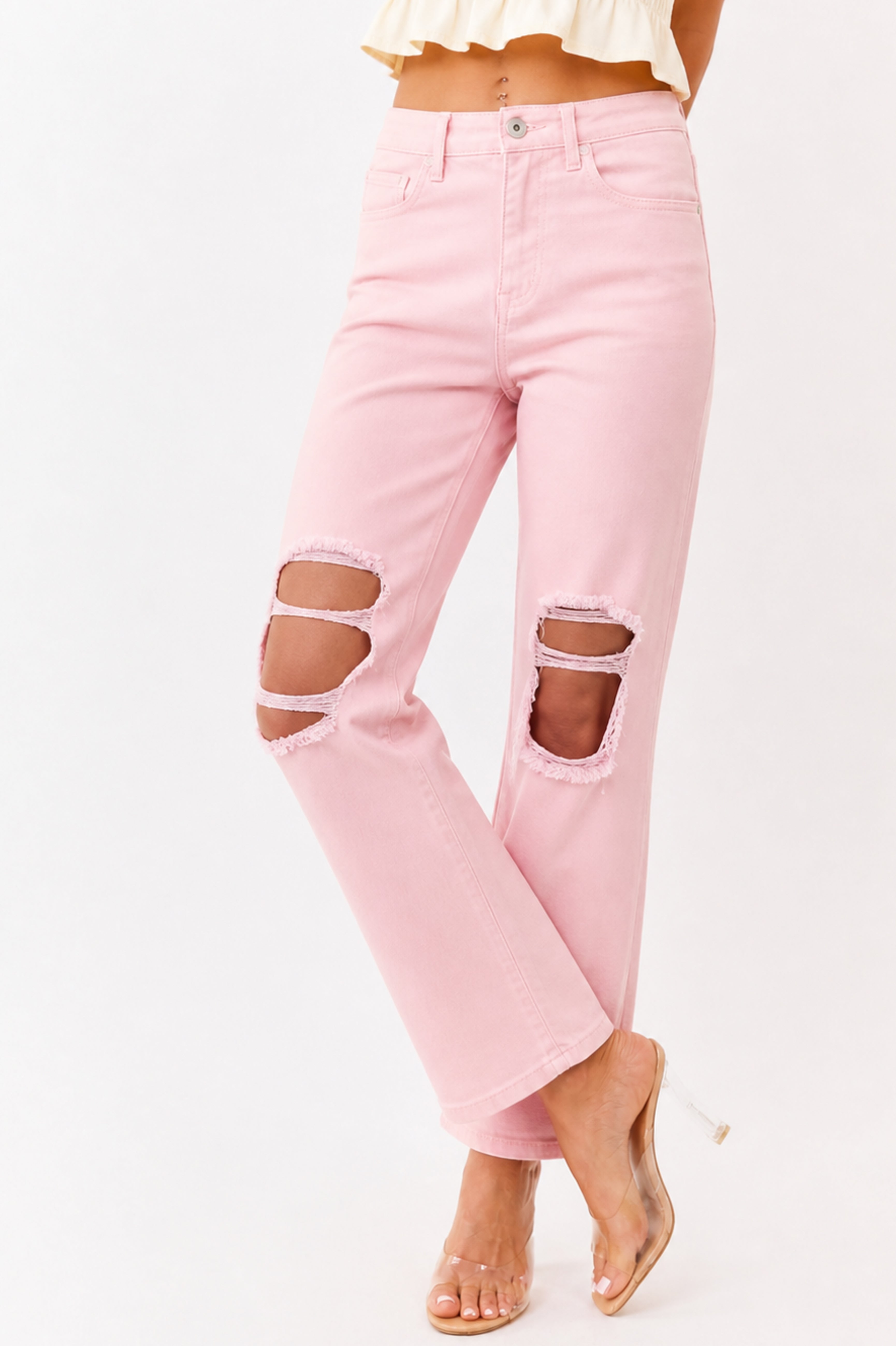 Mica Denim Cherry Blossom Stretchy Straight Jeans