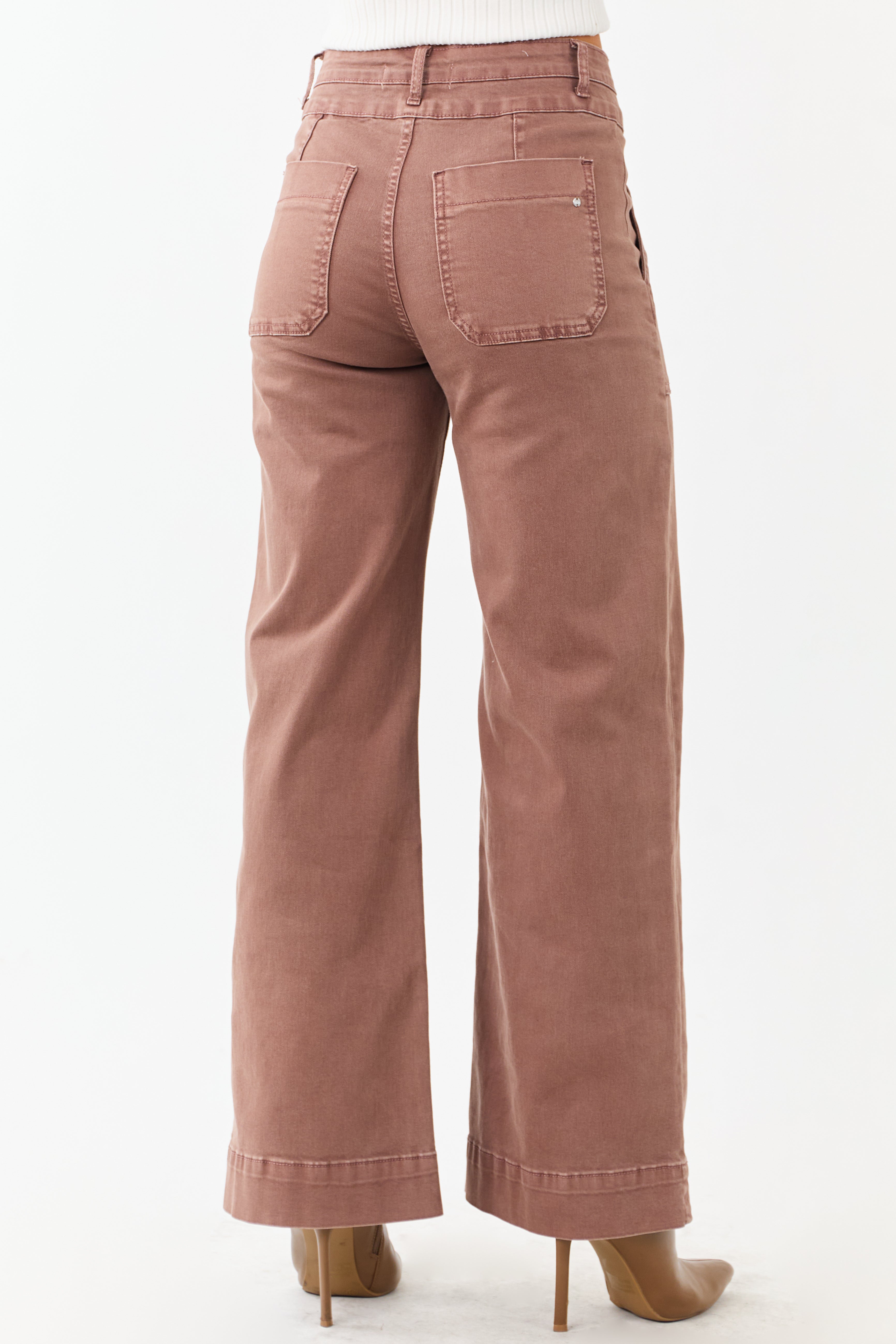 Mica Denim Chocolate Wide Leg Stretchy Jeans