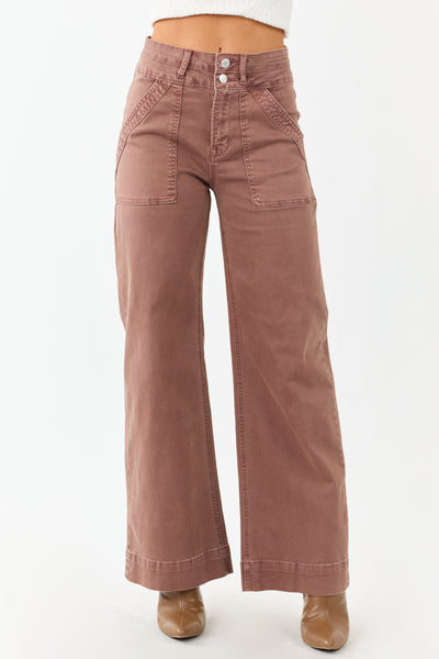 Mica Denim Chocolate Wide Leg Stretchy Jeans