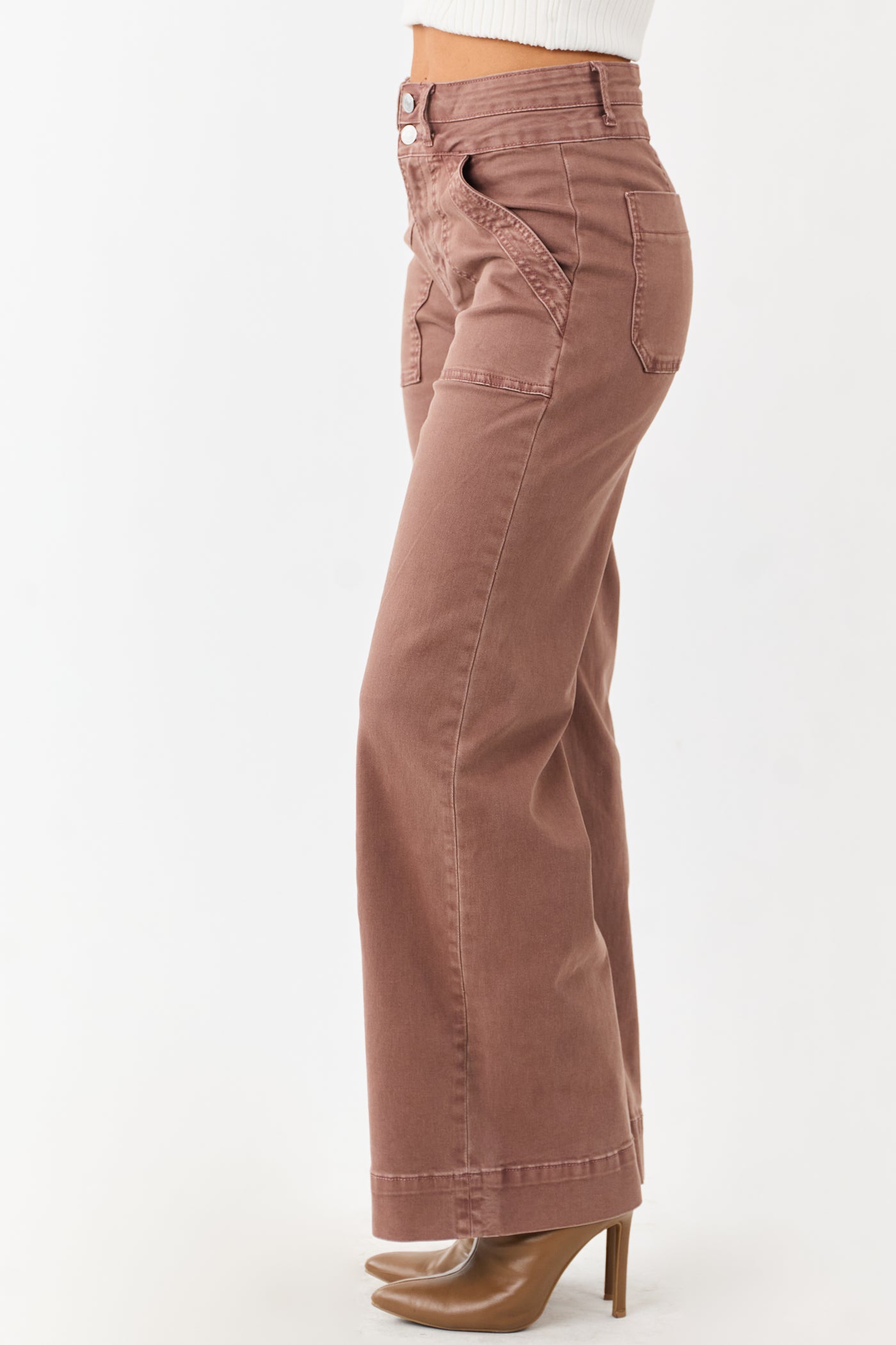 Mica Denim Chocolate Wide Leg Stretchy Jeans