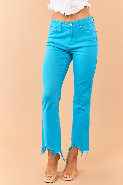 Mica Denim Dark Azure Stretchy Crop Flare Jeans