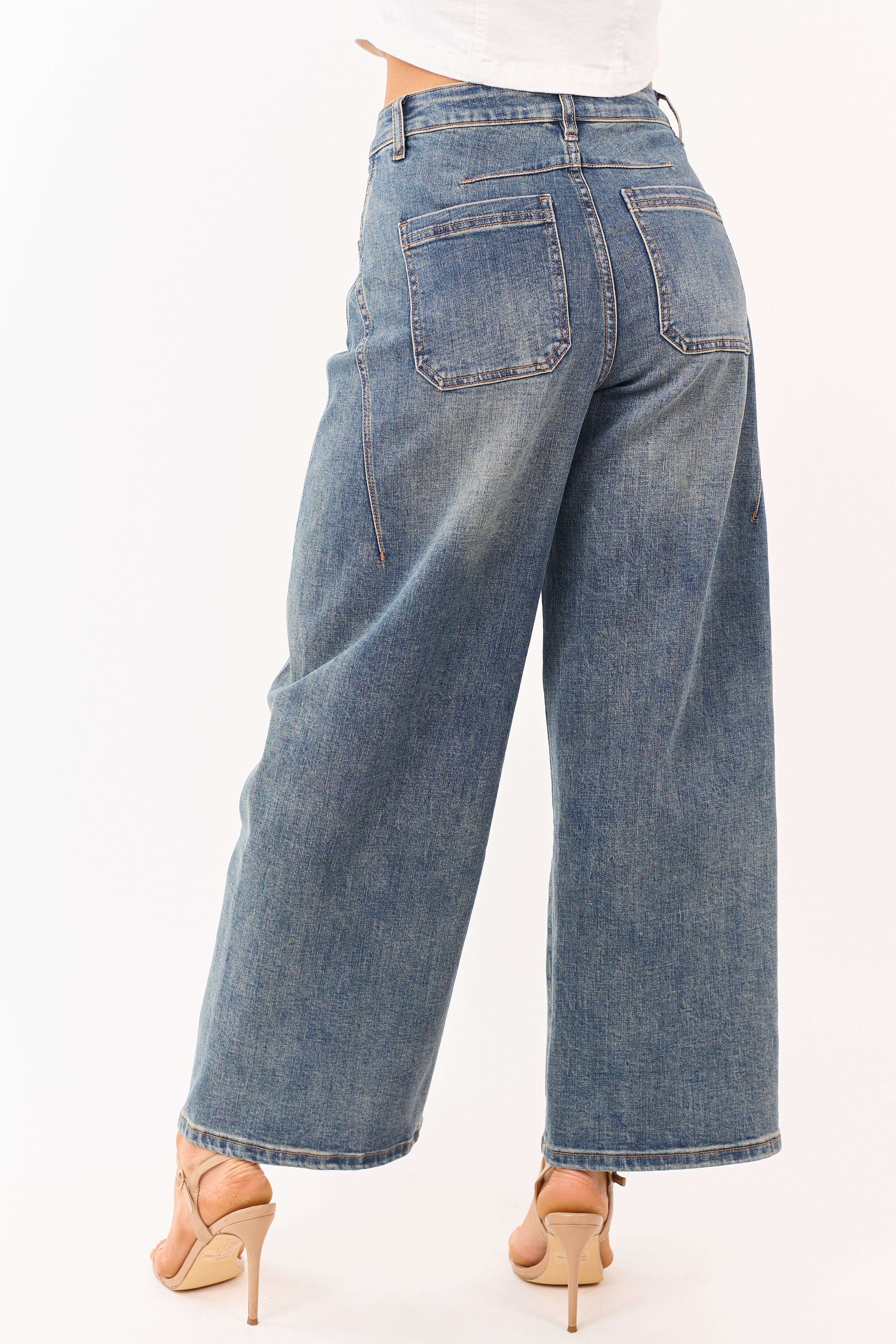 Mica Denim Dark Vintage Wash Stretchy Wide Jeans