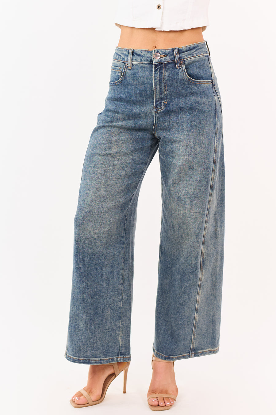 Mica Denim Dark Vintage Wash Stretchy Wide Jeans