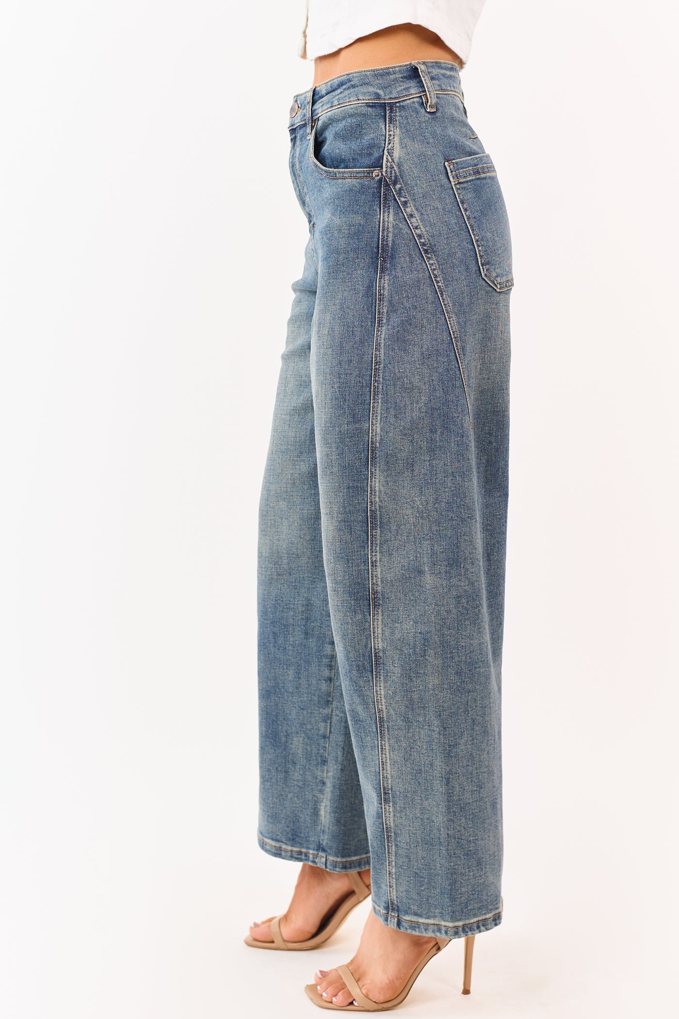 Mica Denim Dark Vintage Wash Stretchy Wide Jeans