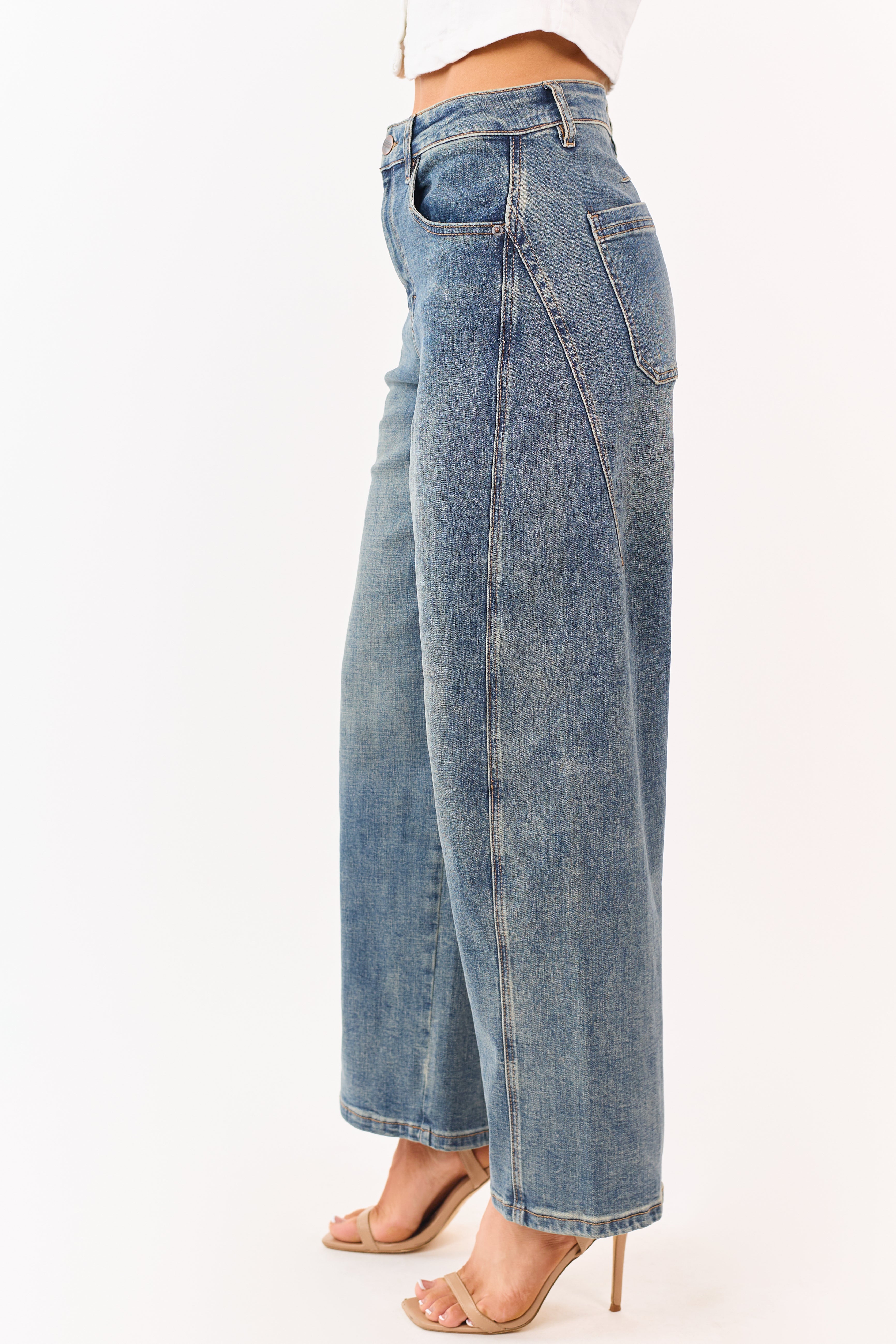 Mica Denim Dark Vintage Wash Stretchy Wide Jeans