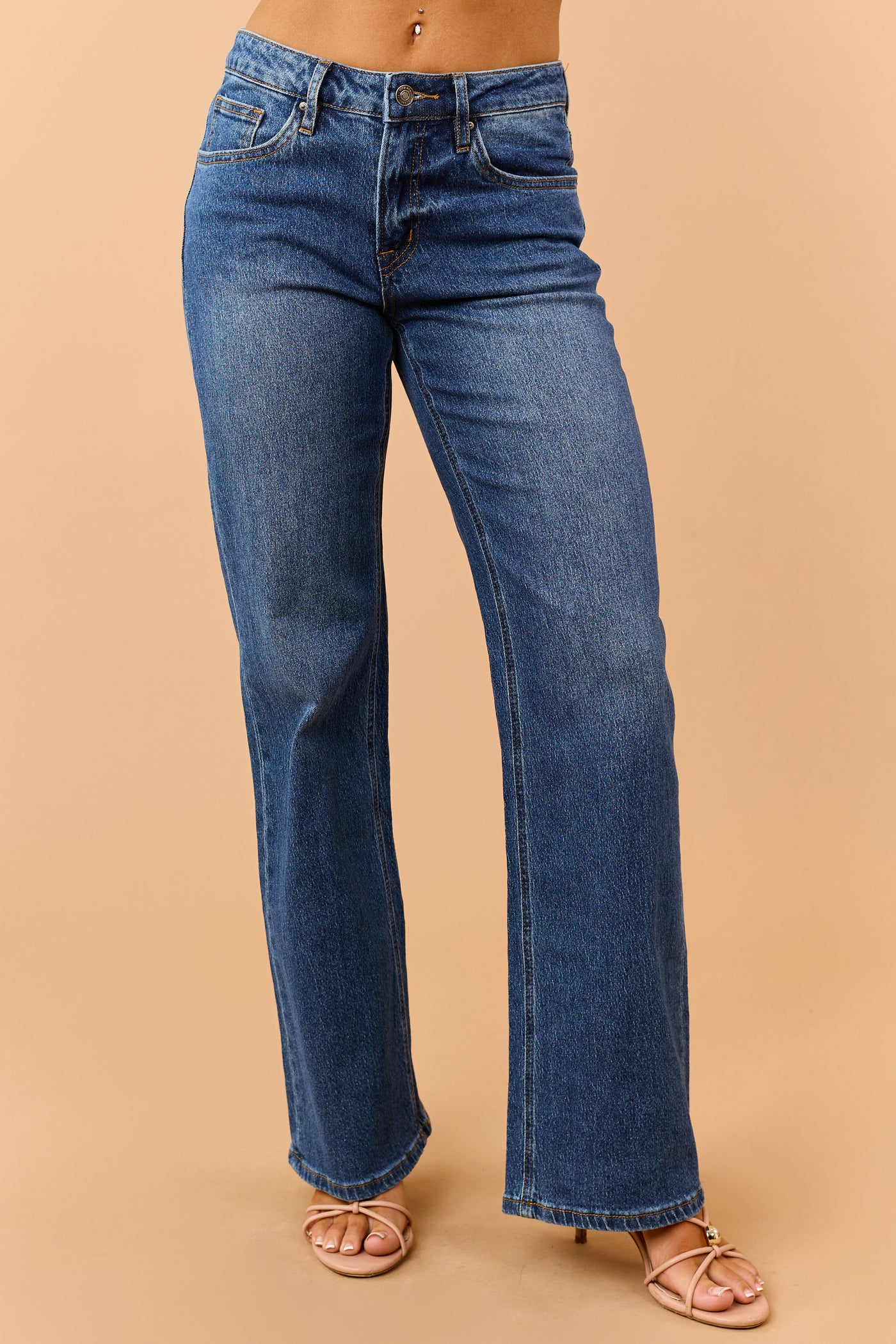 Mica Denim Dark Wash Mid Rise Wide Leg Jeans