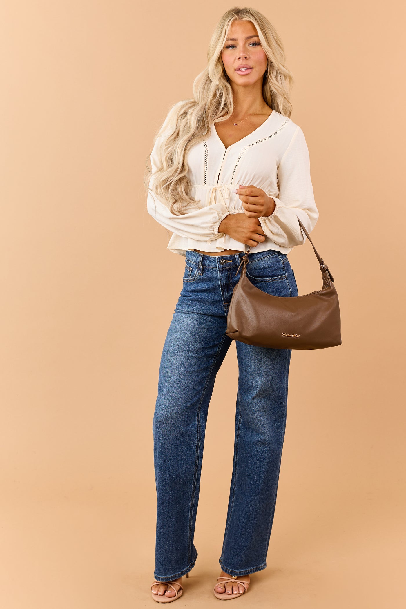 Mica Denim Dark Wash Mid Rise Wide Leg Jeans