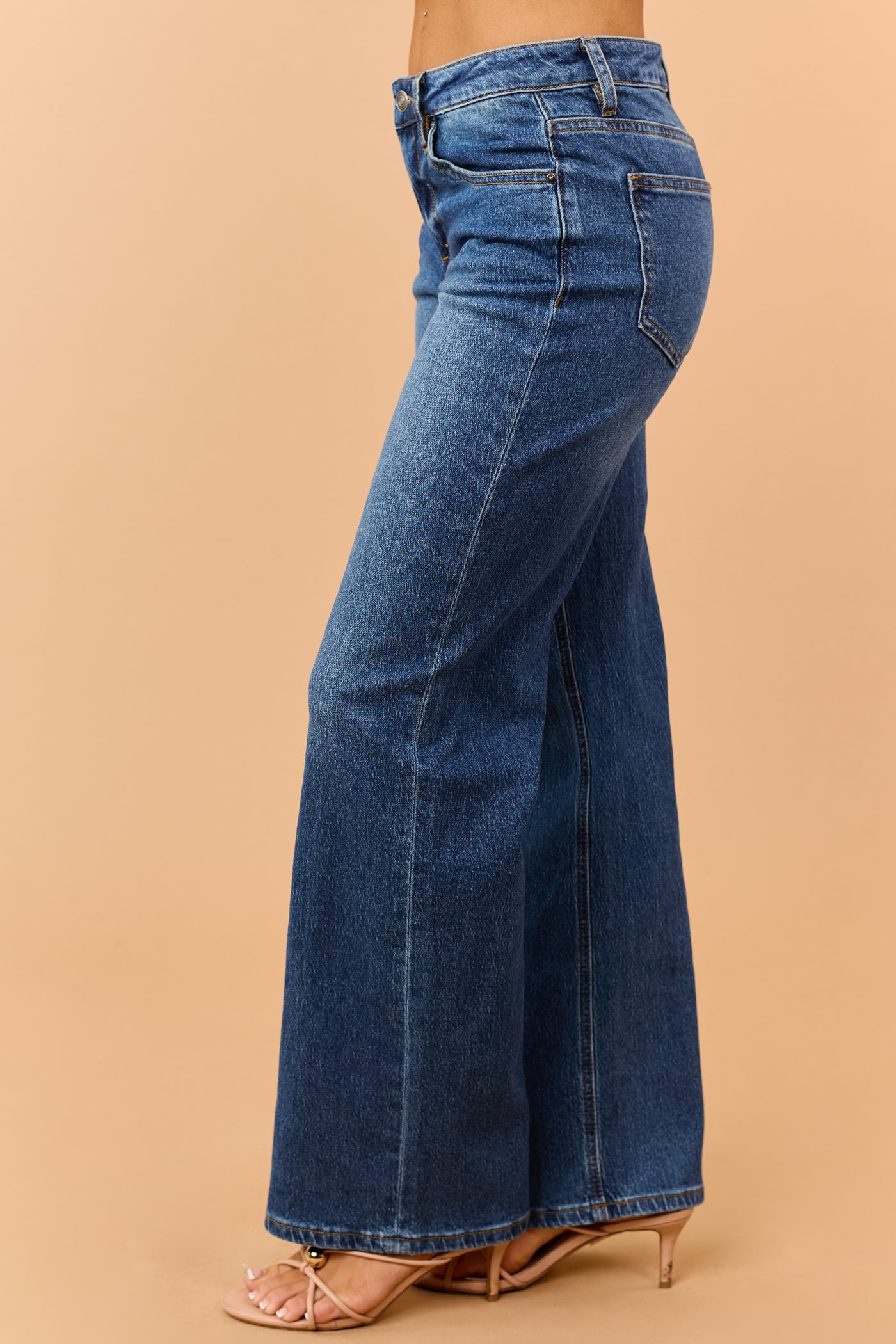 Mica Denim Dark Wash Mid Rise Wide Leg Jeans