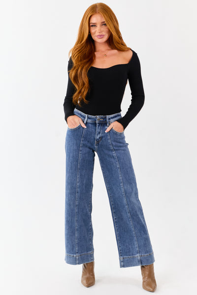 MIca Denim Dark Wash Stretchy Wide Leg Jeans