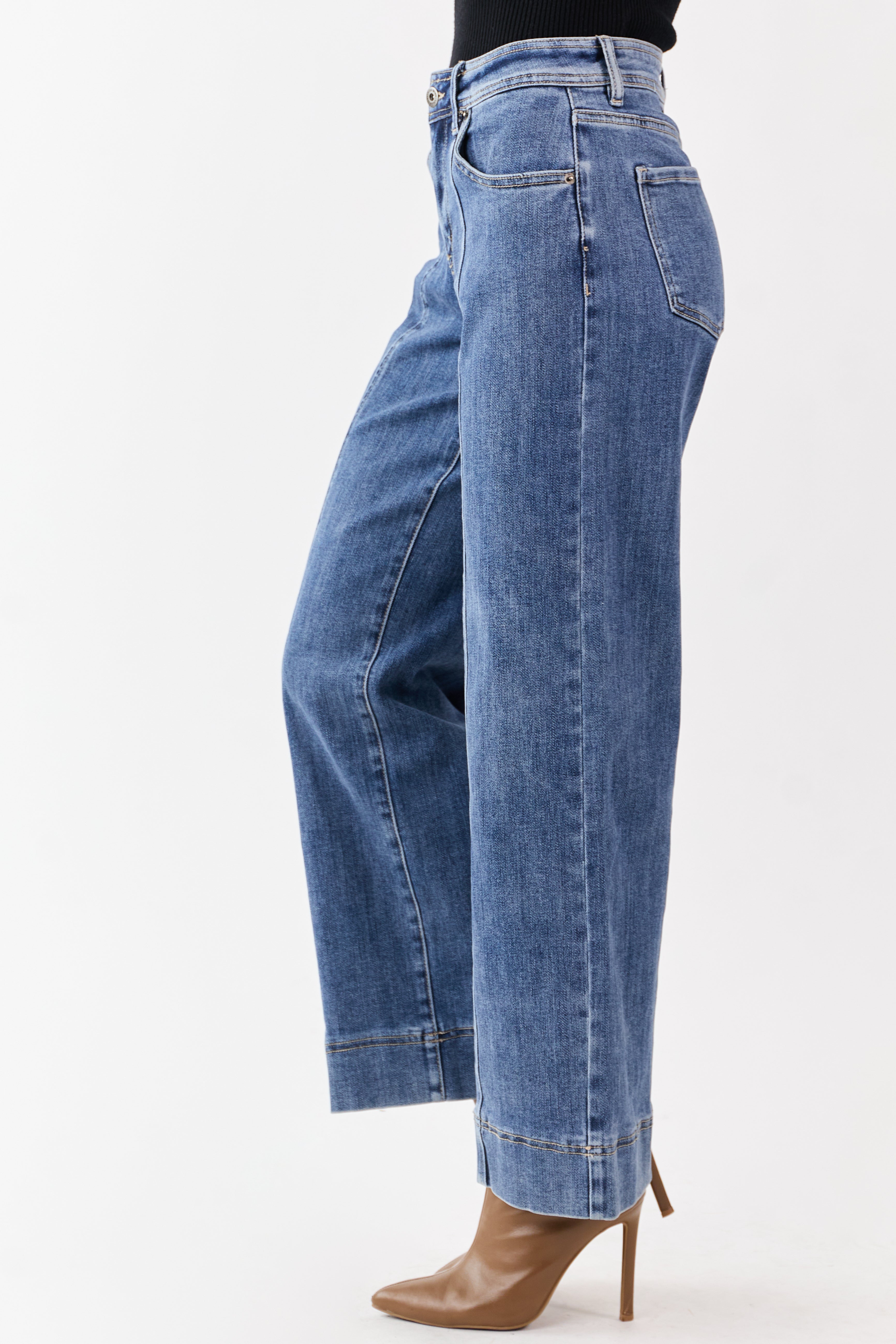 MIca Denim Dark Wash Stretchy Wide Leg Jeans