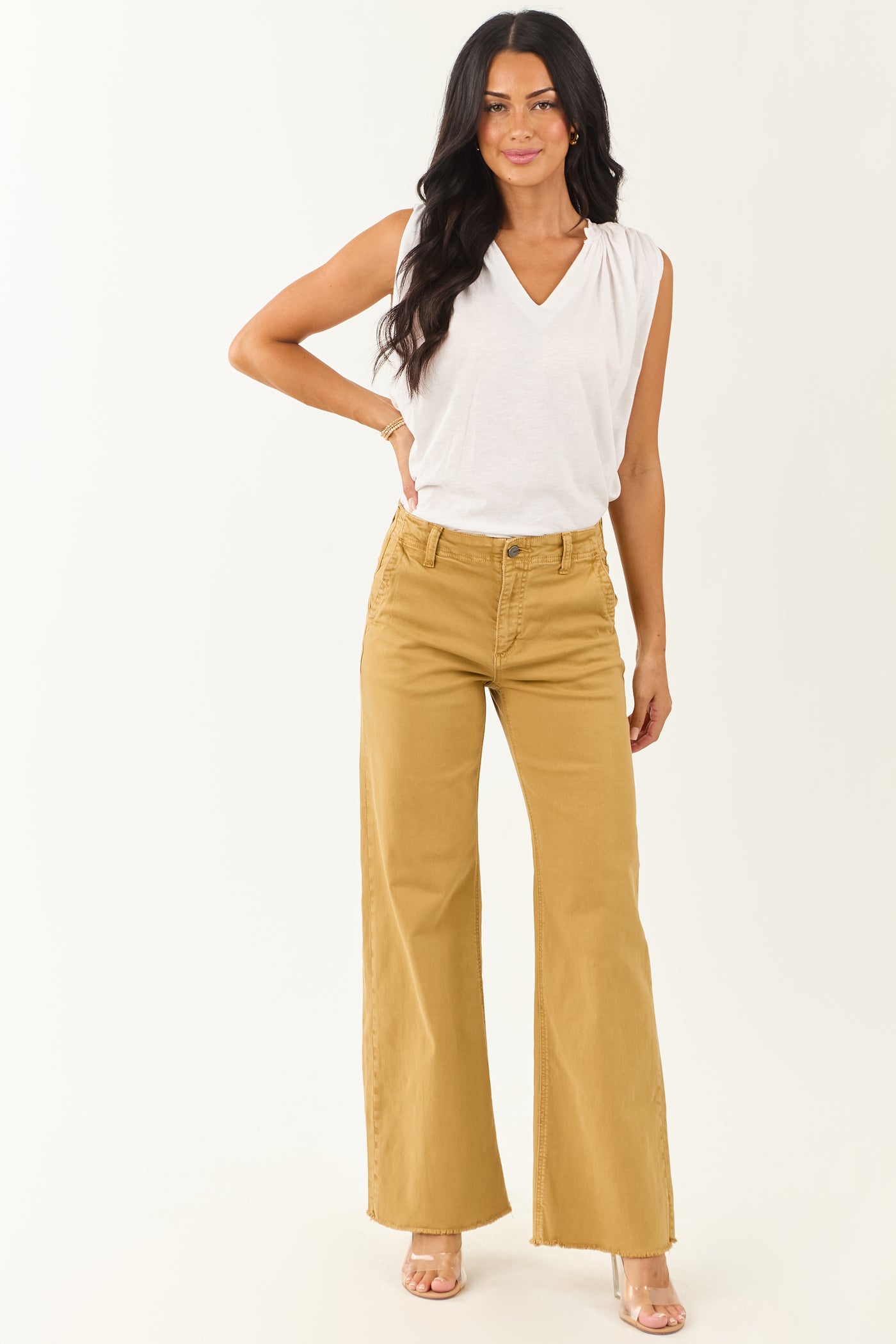 Mica Denim Desert Wide Leg High Rise Stretchy Jeans