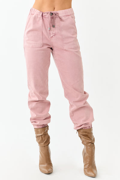 Mica Denim Dusty Rose Cropped Jogger Jeans