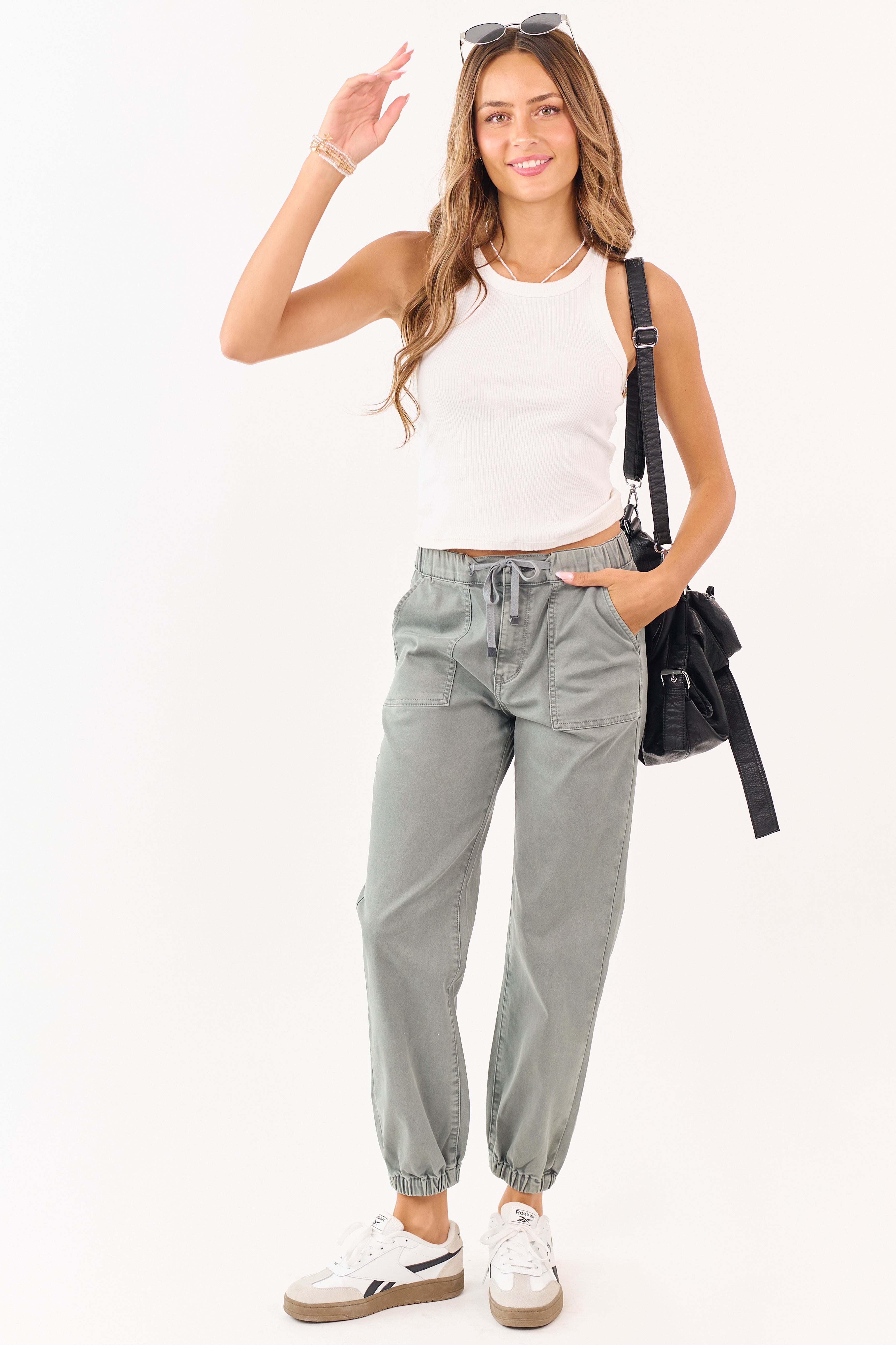 Mica Denim Faded Juniper Cropped Jogger Jeans