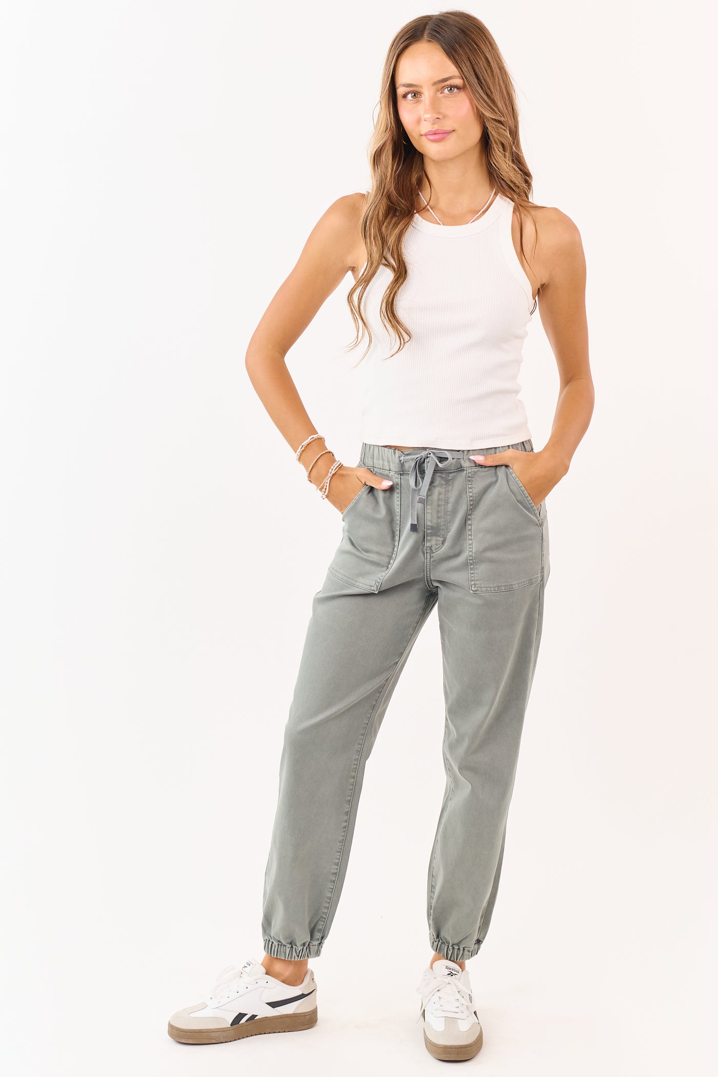 Mica Denim Faded Juniper Cropped Jogger Jeans