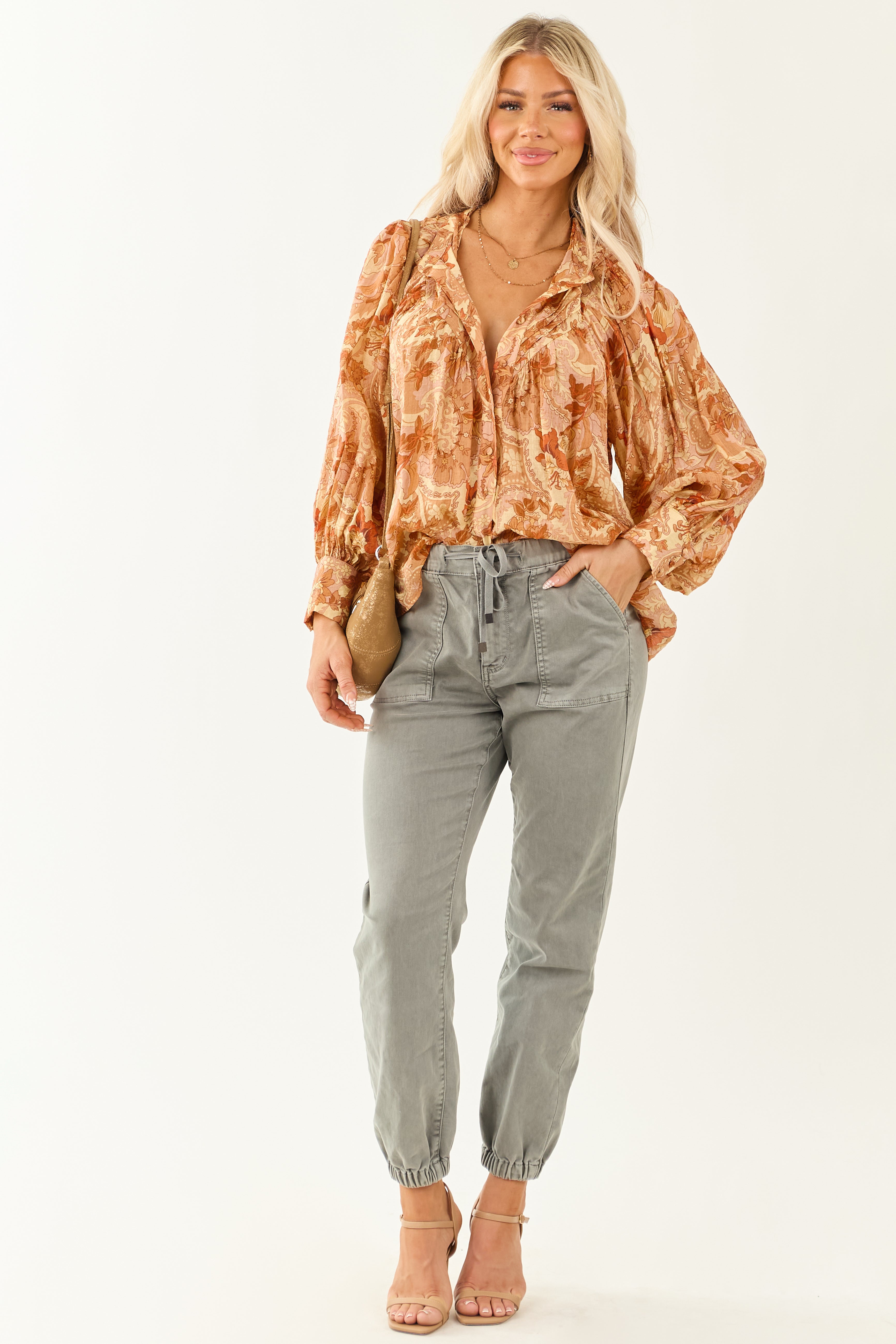 Mica Denim Faded Juniper Cropped Jogger Jeans