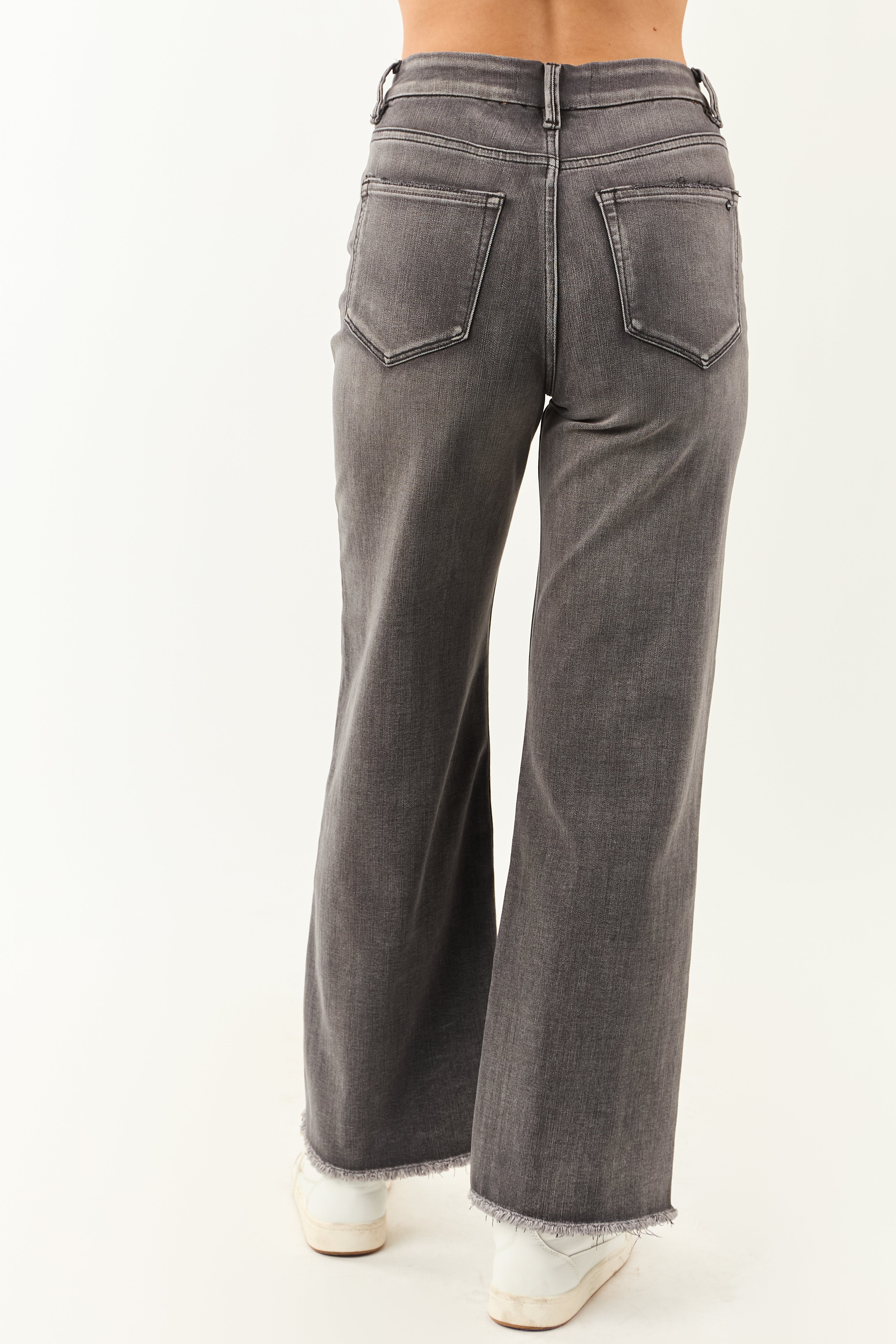 Mica Denim Graphite High Rise Stretchy Wide Leg Jeans