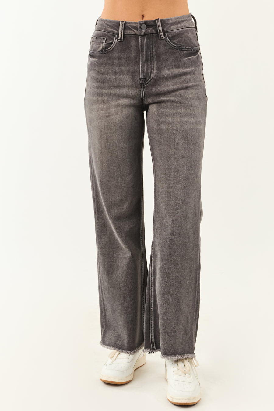 Mica Denim Graphite High Rise Stretchy Wide Leg Jeans