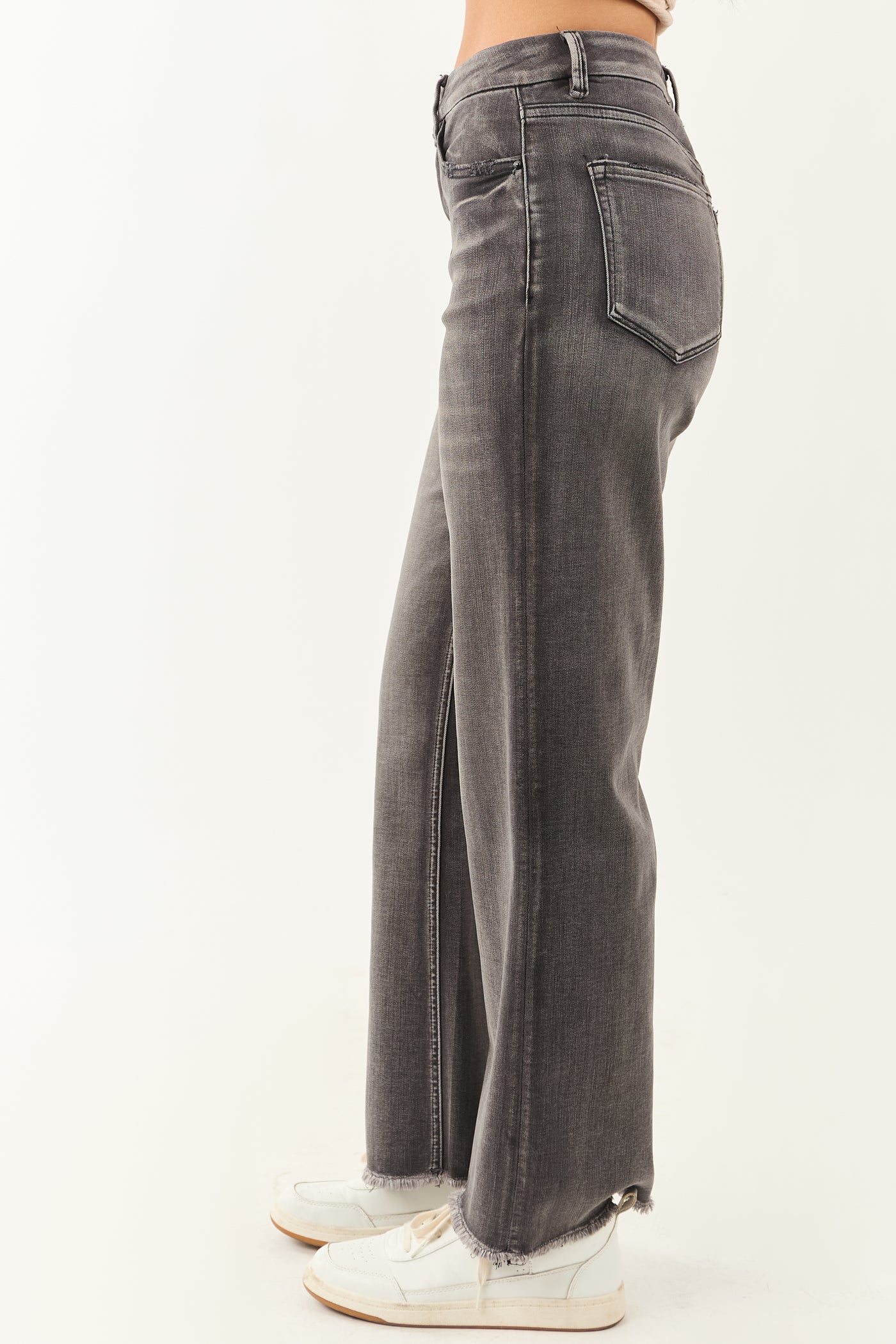 Mica Denim Graphite High Rise Stretchy Wide Leg Jeans