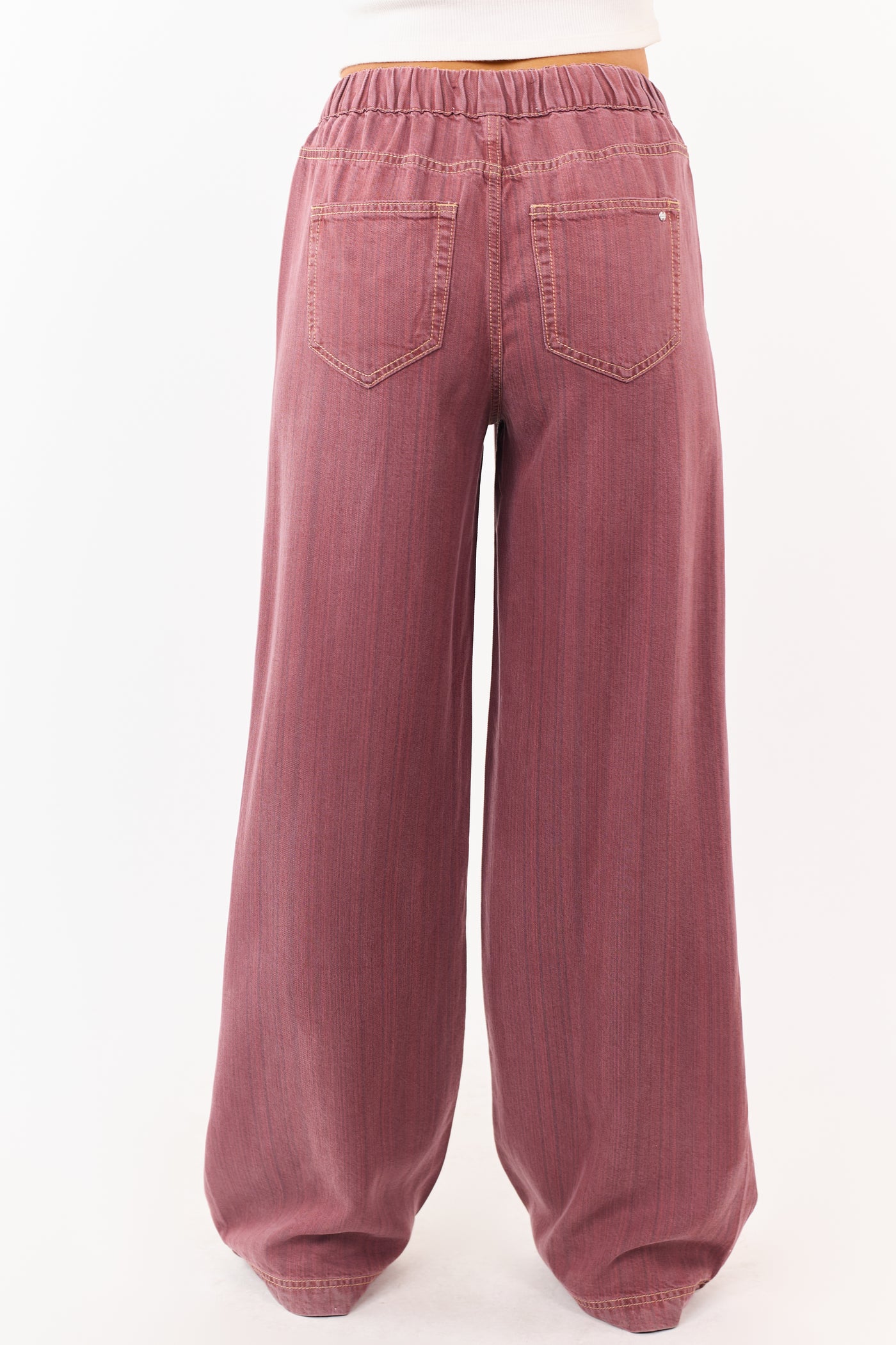 Mica Denim Hibiscus Wide Leg Drawstring Pants