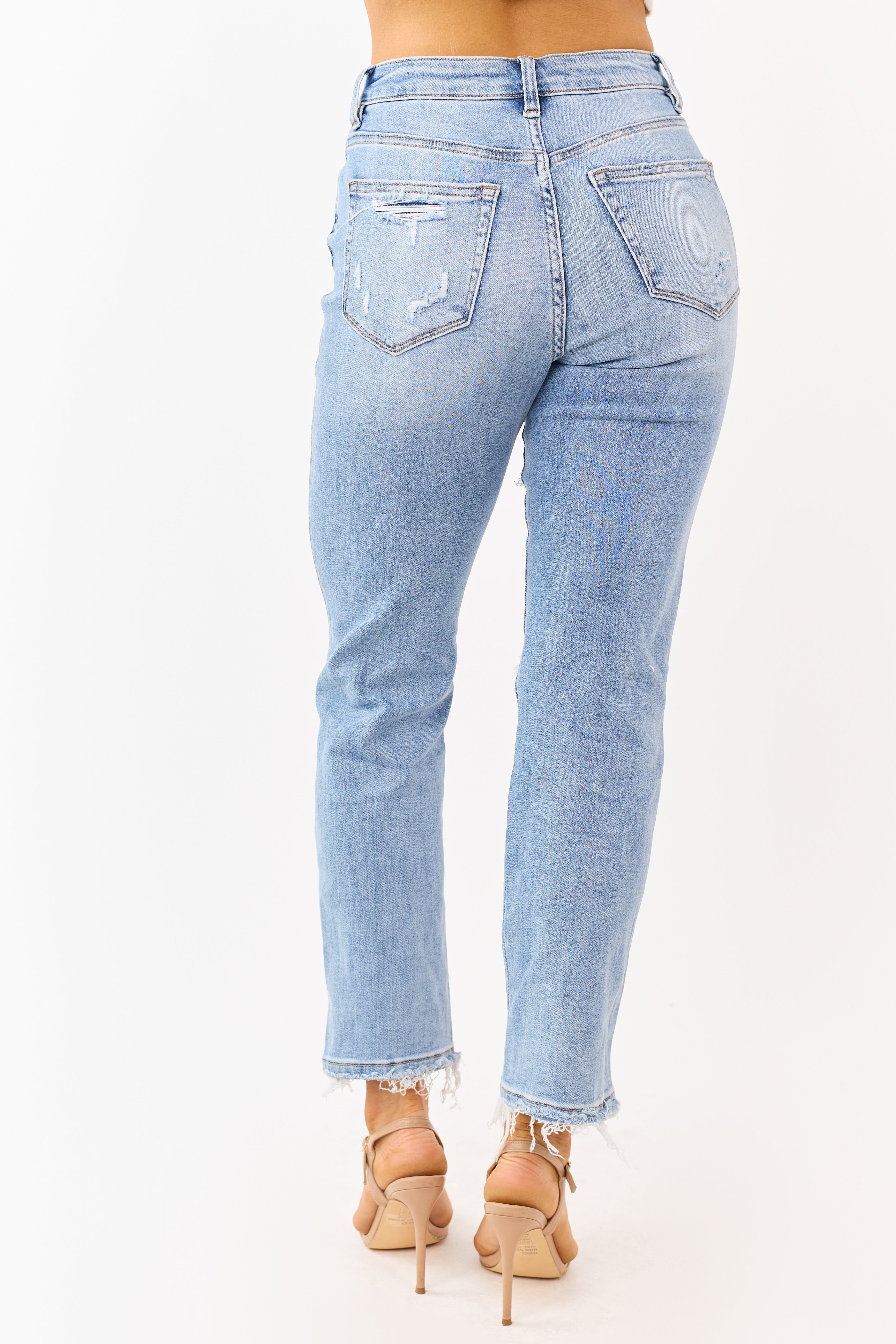 Mica Denim Light Distressed Stretchy Straight Jeans