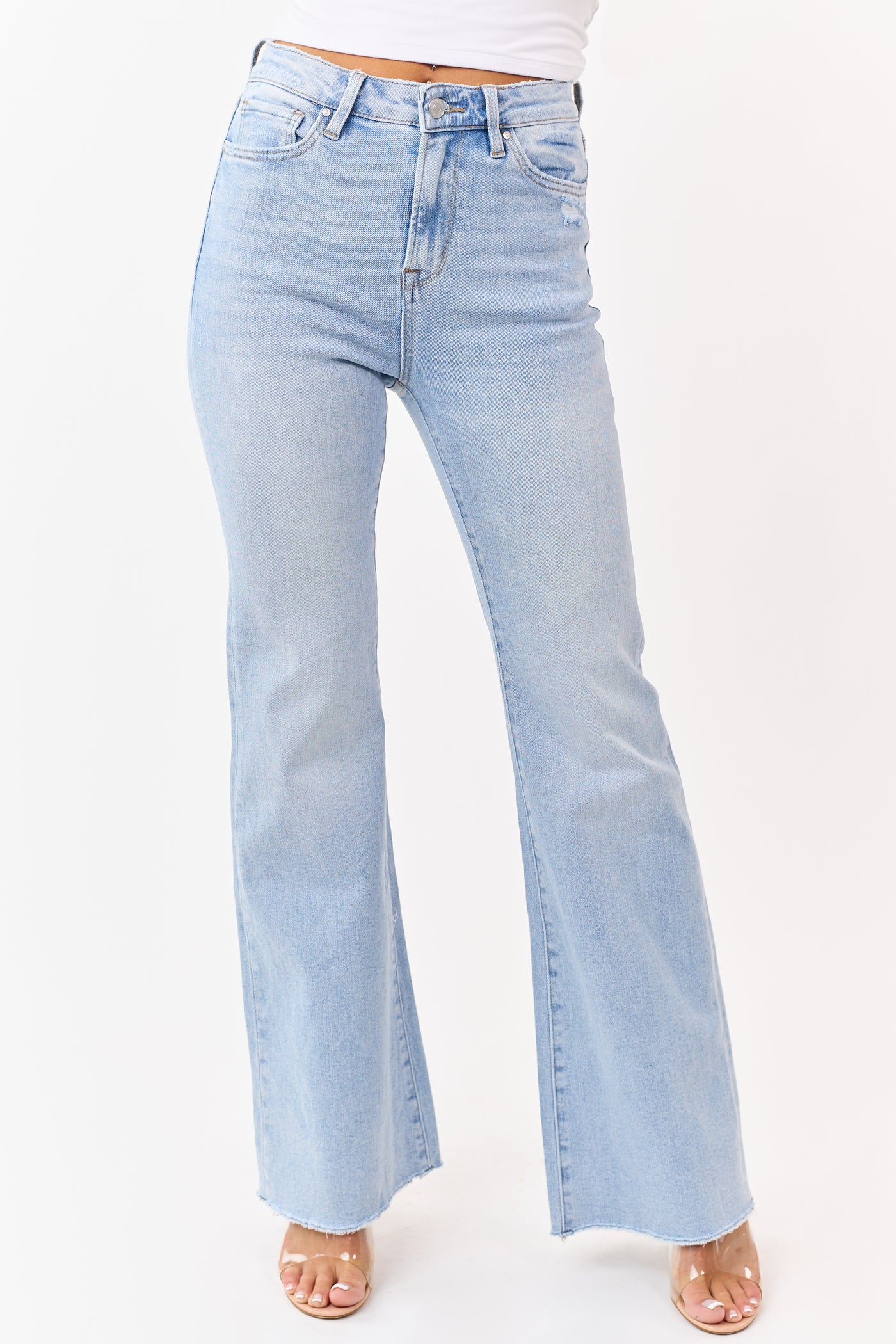 Mica Denim Light Stone Wash Flare Stretch Jeans