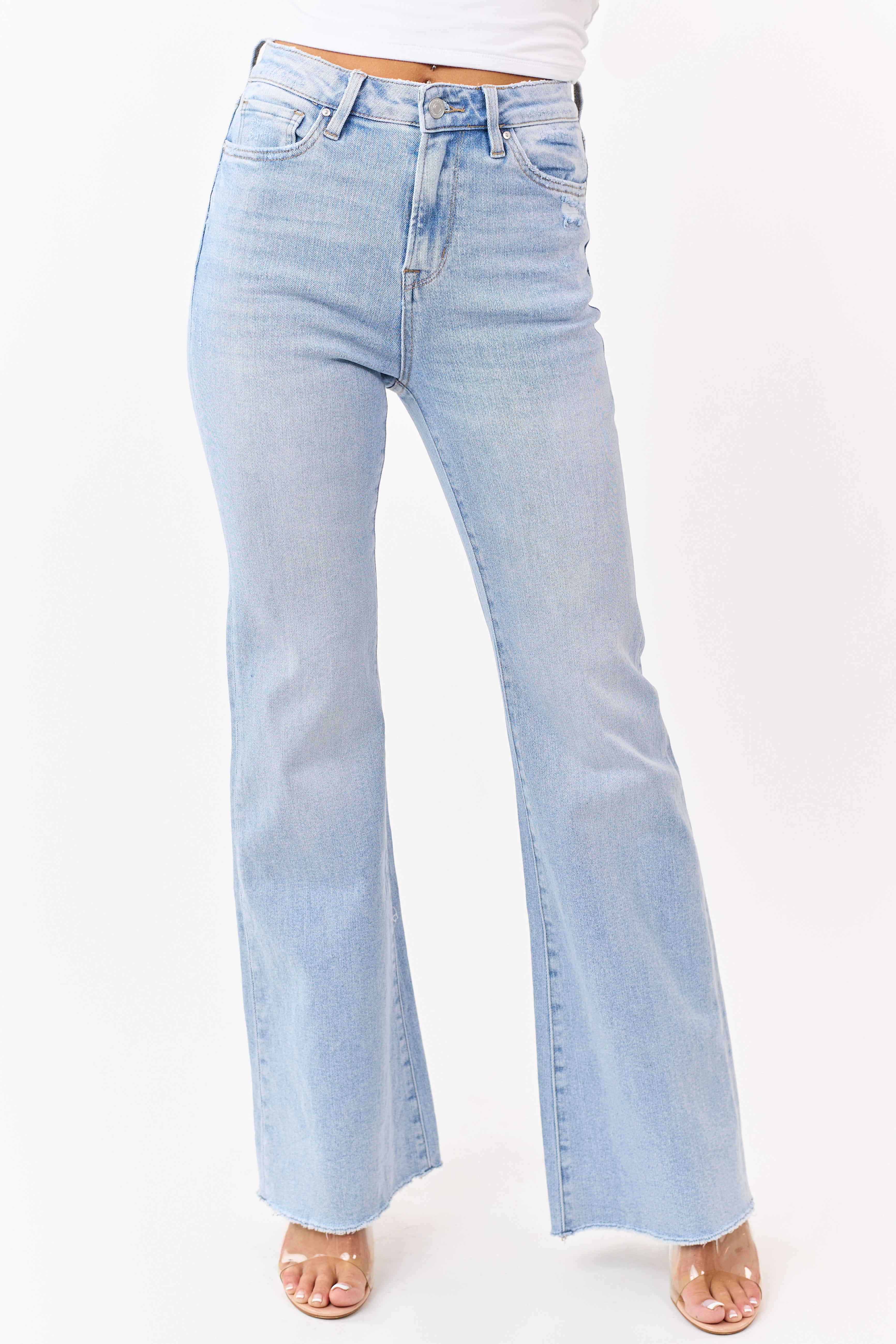 Mica Denim Light Stone Wash Flare Stretch Jeans