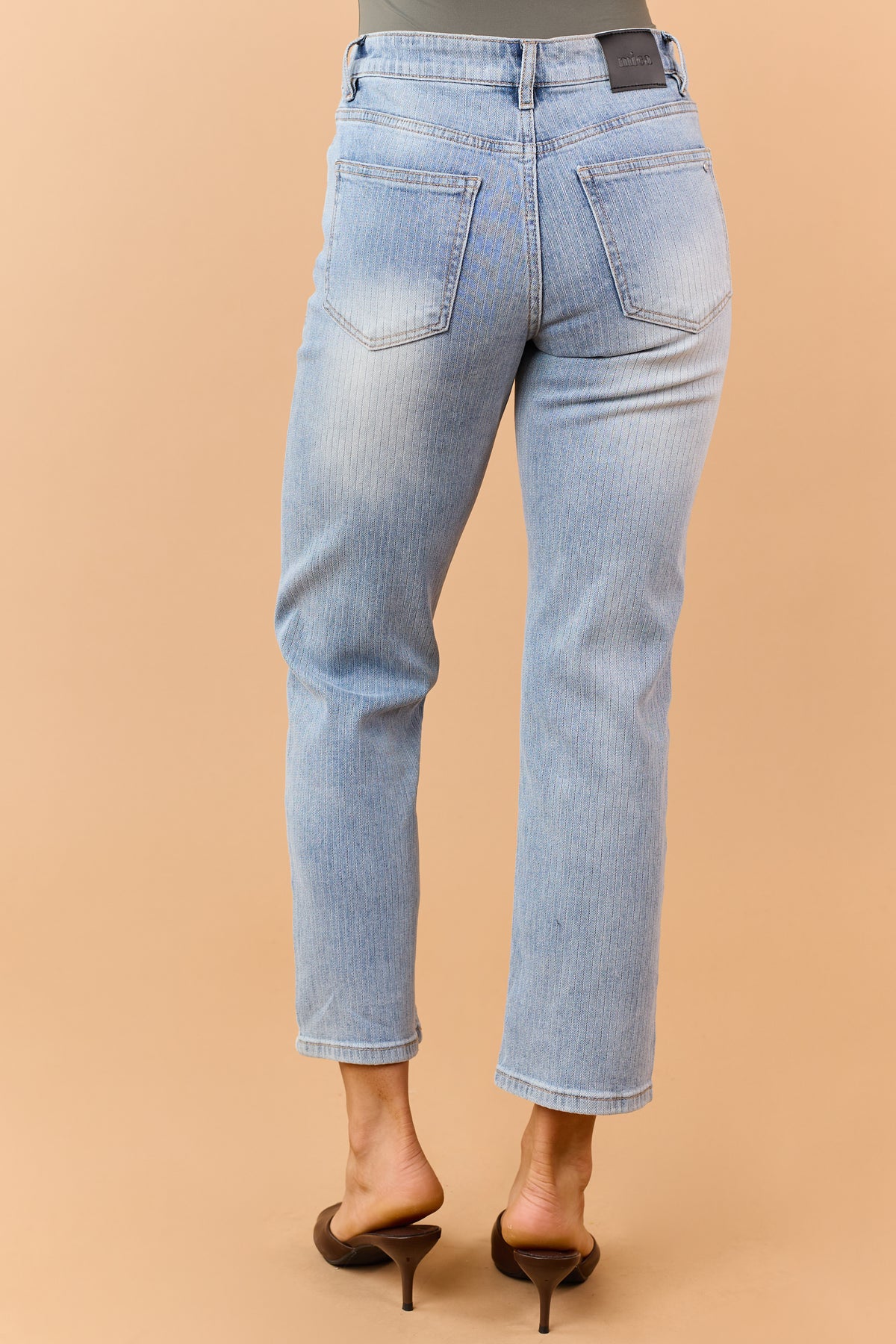 Mica Denim Light Wash Mid Rise Straight Crop Jeans