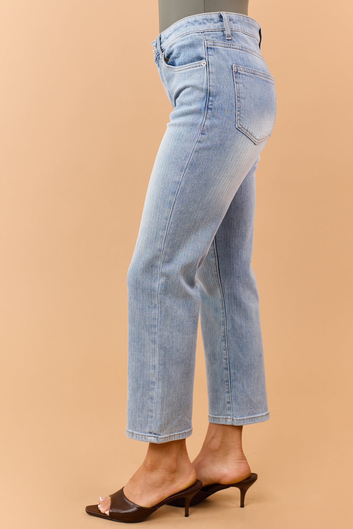 Mica Denim Light Wash Mid Rise Straight Crop Jeans