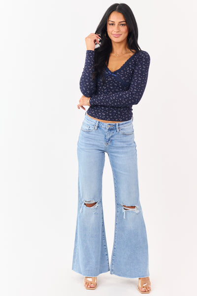 Mica Denim Light Wash Stretchy Wide Flare Leg Jeans