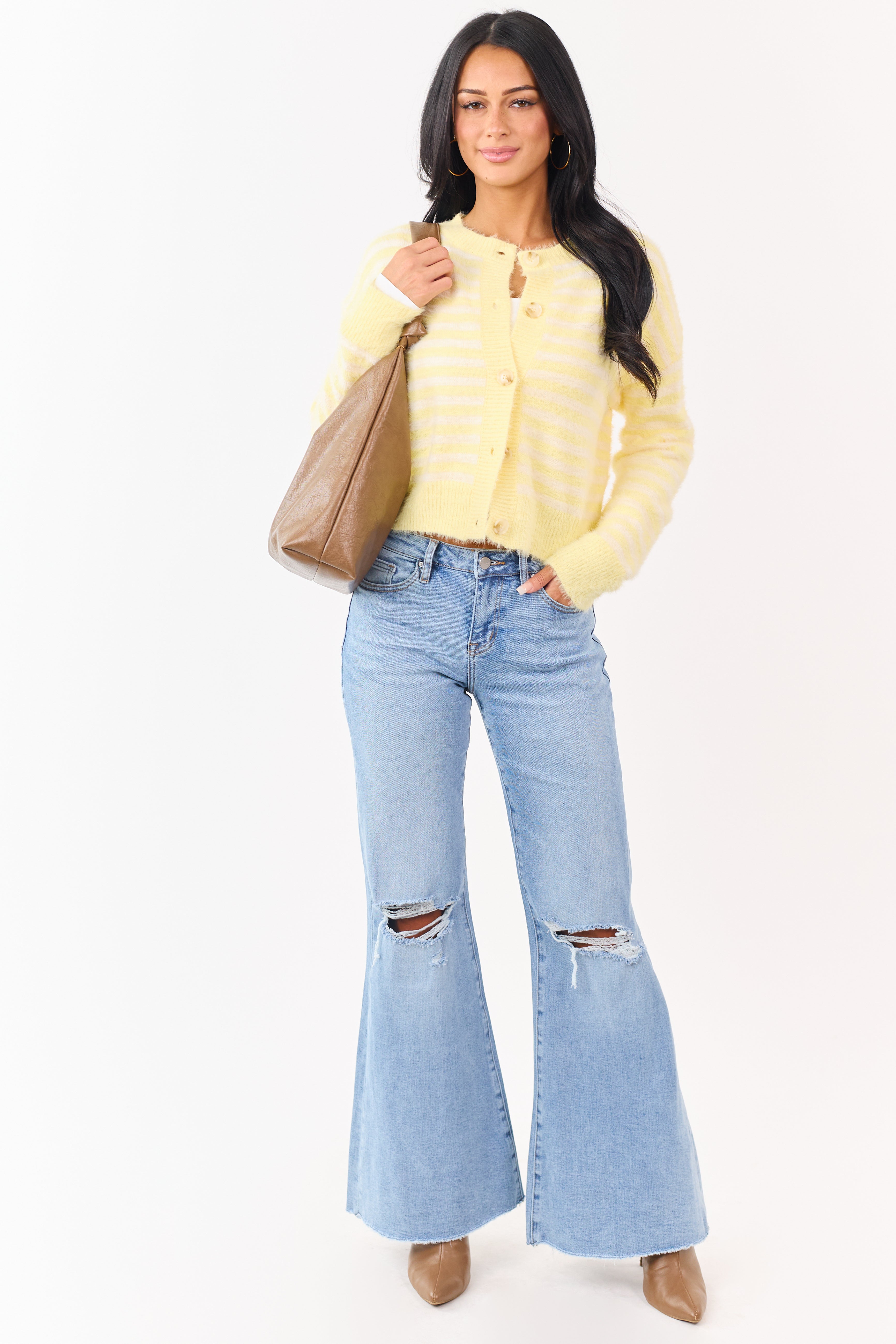 Mica Denim Light Wash Stretchy Wide Flare Leg Jeans