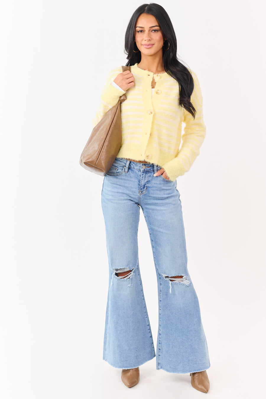 Mica Denim Light Wash Stretchy Wide Flare Leg Jeans