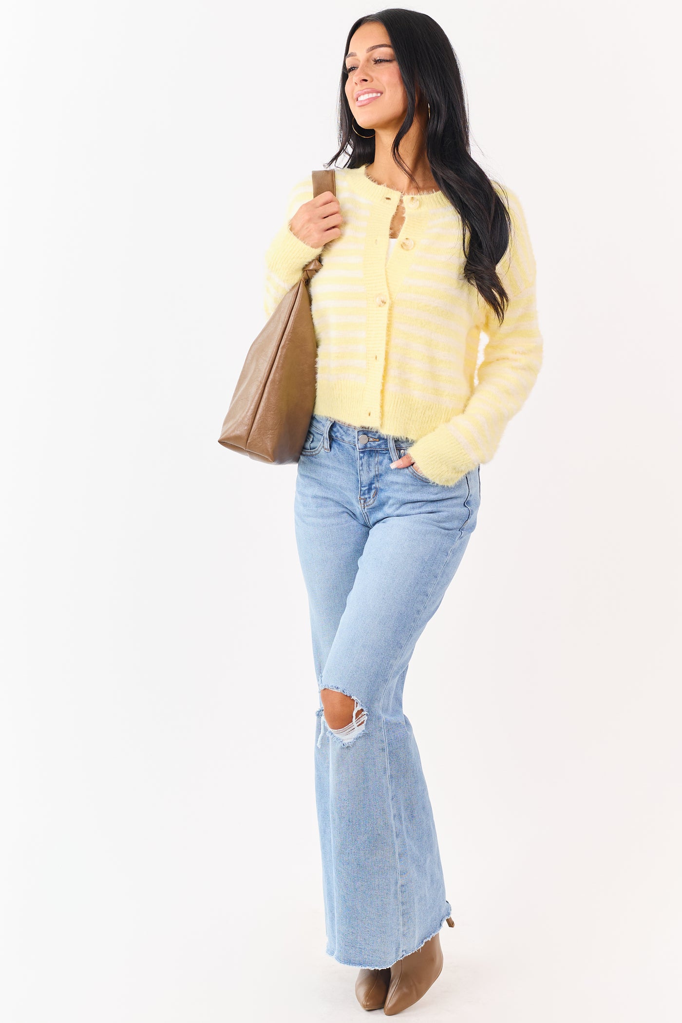 Mica Denim Light Wash Stretchy Wide Flare Leg Jeans