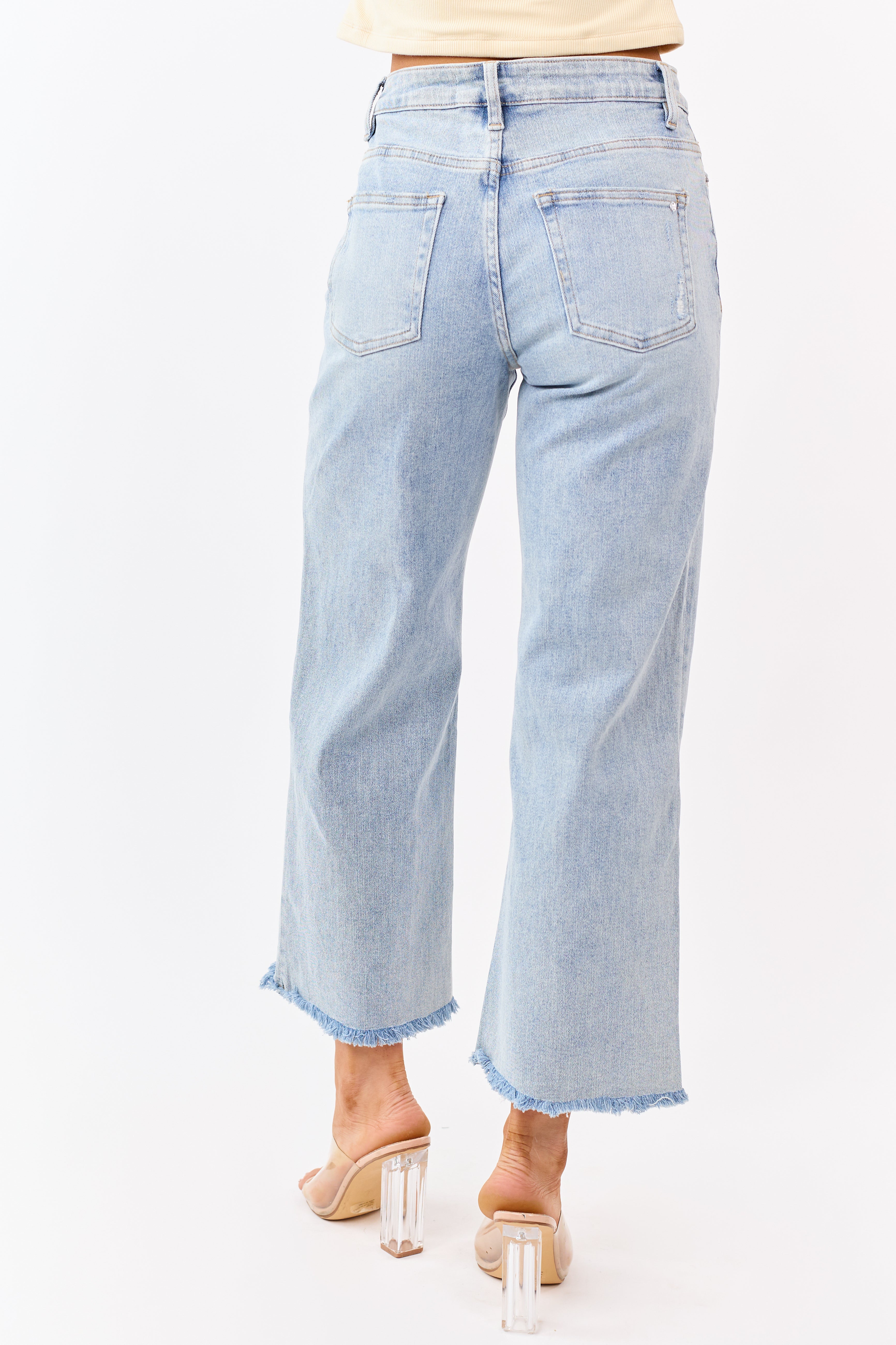 Mica Denim Light Wash Stretchy Wide Leg Ankle Jeans