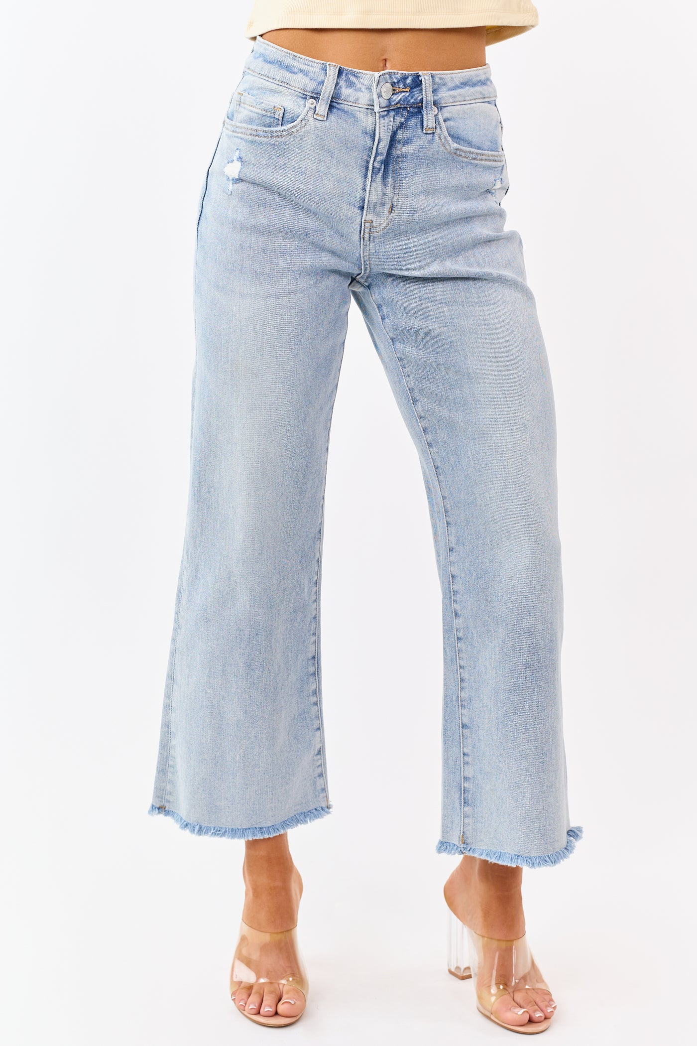 Mica Denim Light Wash Stretchy Wide Leg Ankle Jeans