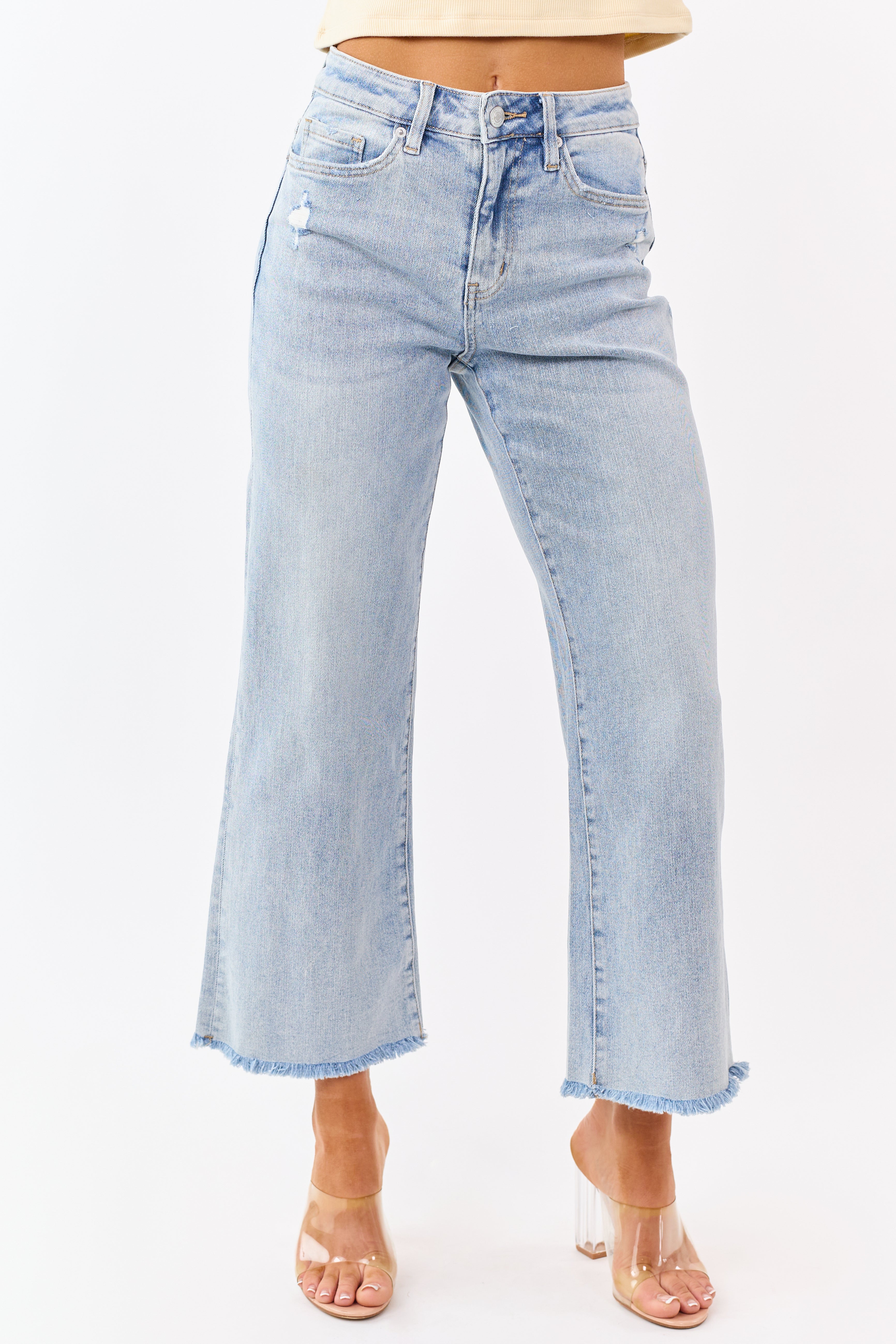 Mica Denim Light Wash Stretchy Wide Leg Ankle Jeans