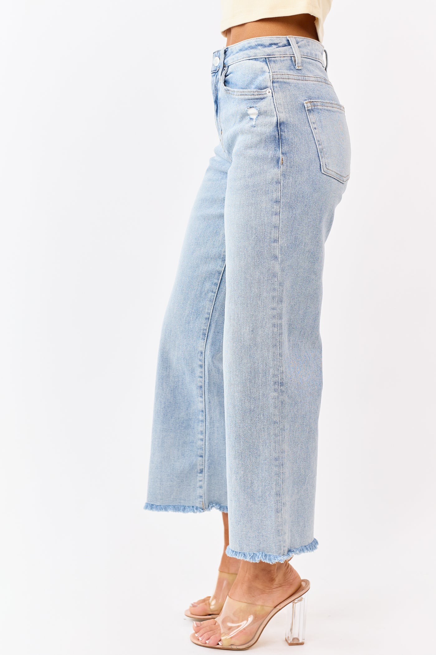 Mica Denim Light Wash Stretchy Wide Leg Ankle Jeans