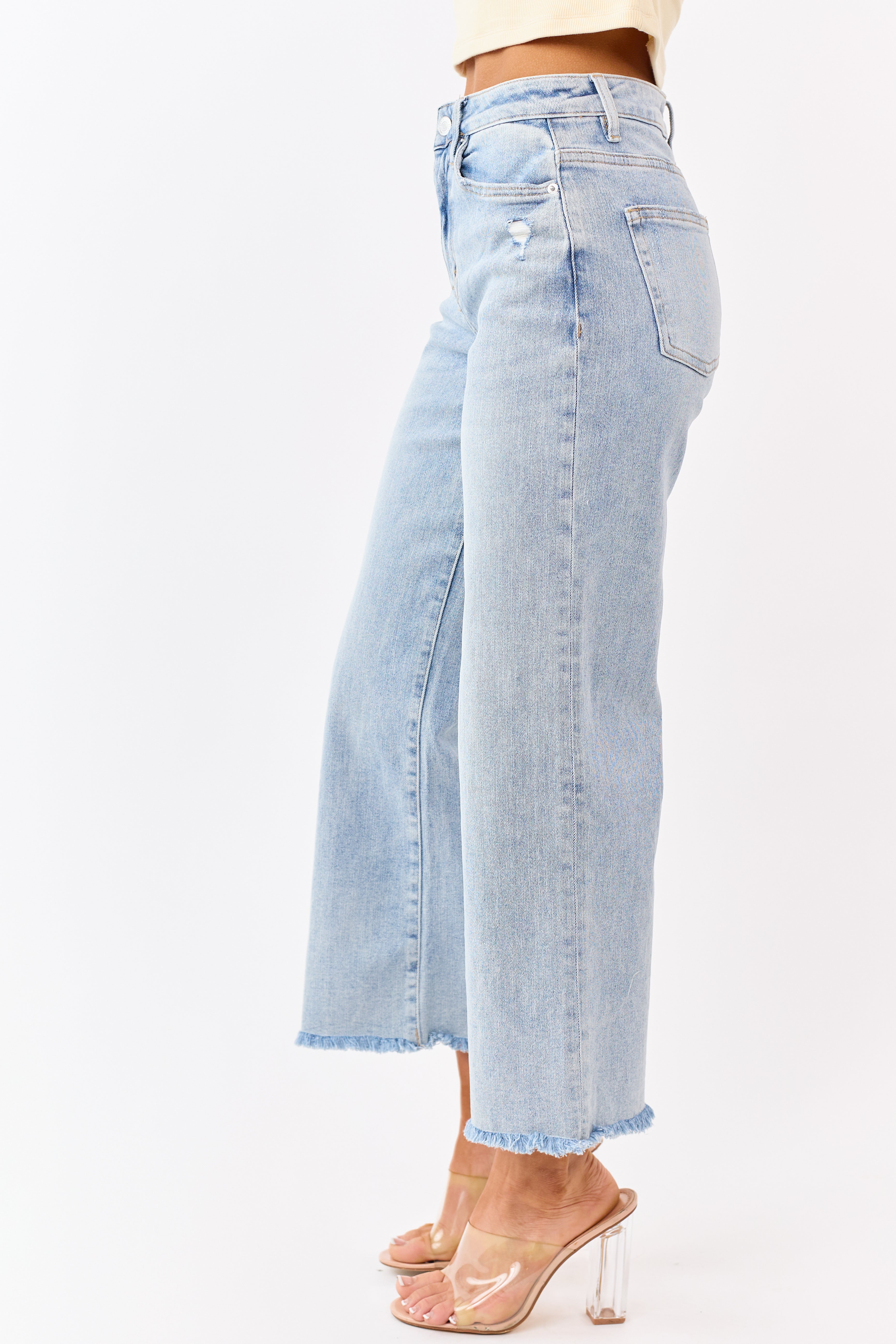 Mica Denim Light Wash Stretchy Wide Leg Ankle Jeans