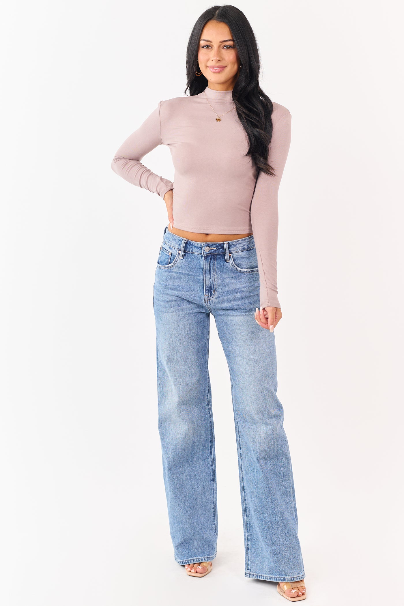 Mica Denim Light Wash Stretchy Wide Leg Jeans